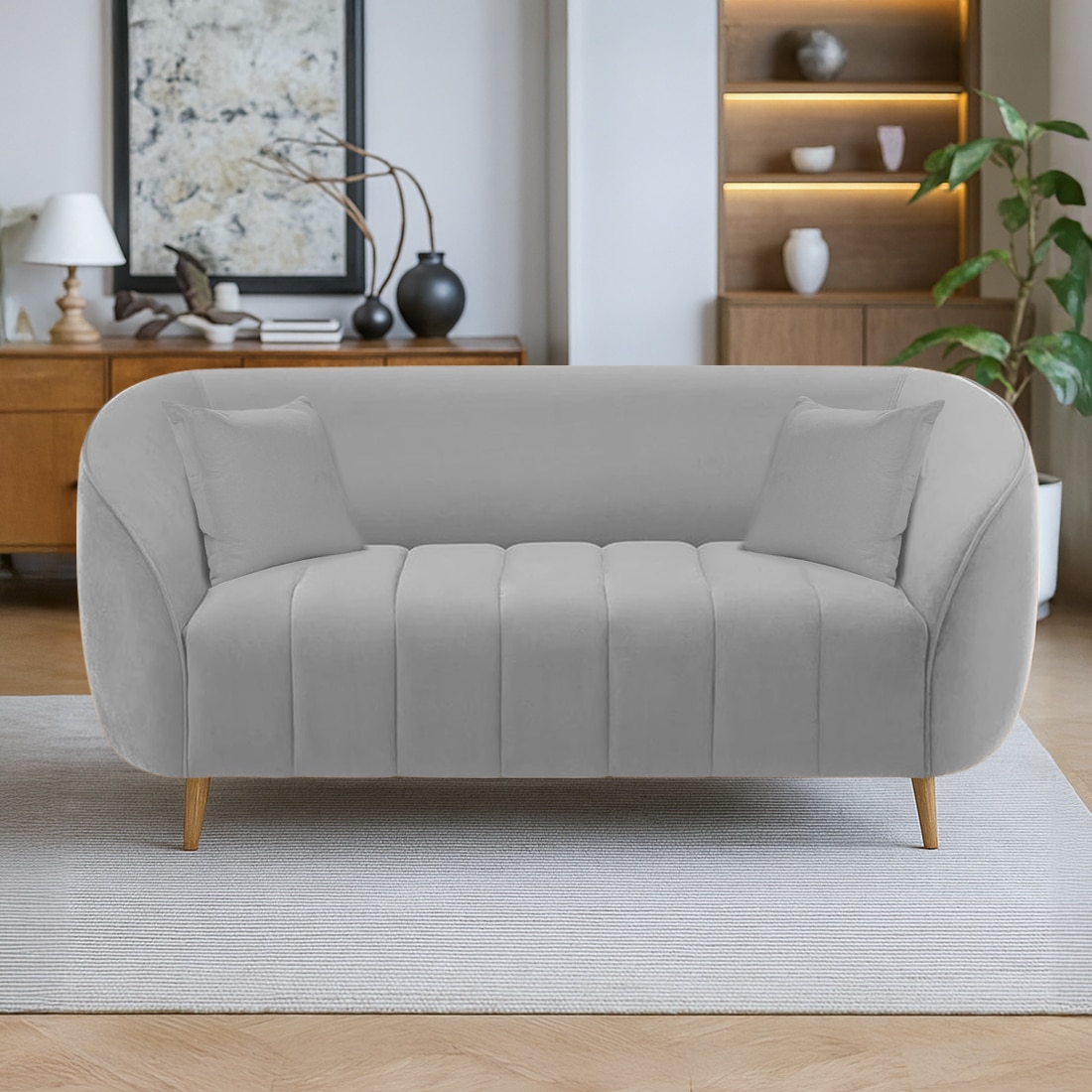 Nero Velvet 2 Seater Sofa in Grey Colour