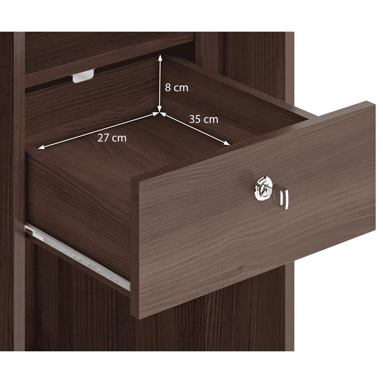 Hilton 3 Door 3 Drawer Wardrobe With Mirror and Lock in Chestnut Acacia Finish