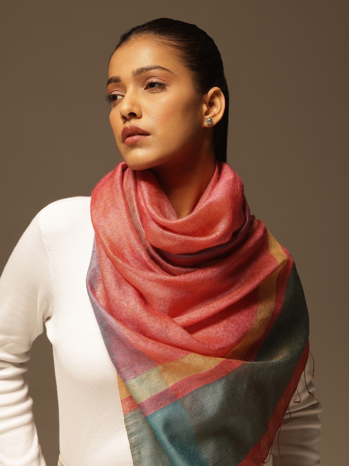 Navya Orange Tussar Silk Stole