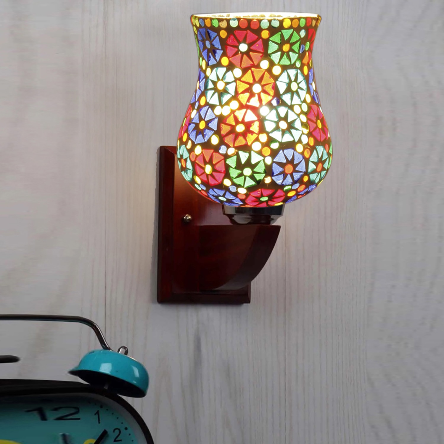 Devansh Solid Wood Electric Wall Light in Multi Colour with Multi Shade Count of 1 Light - Devansh