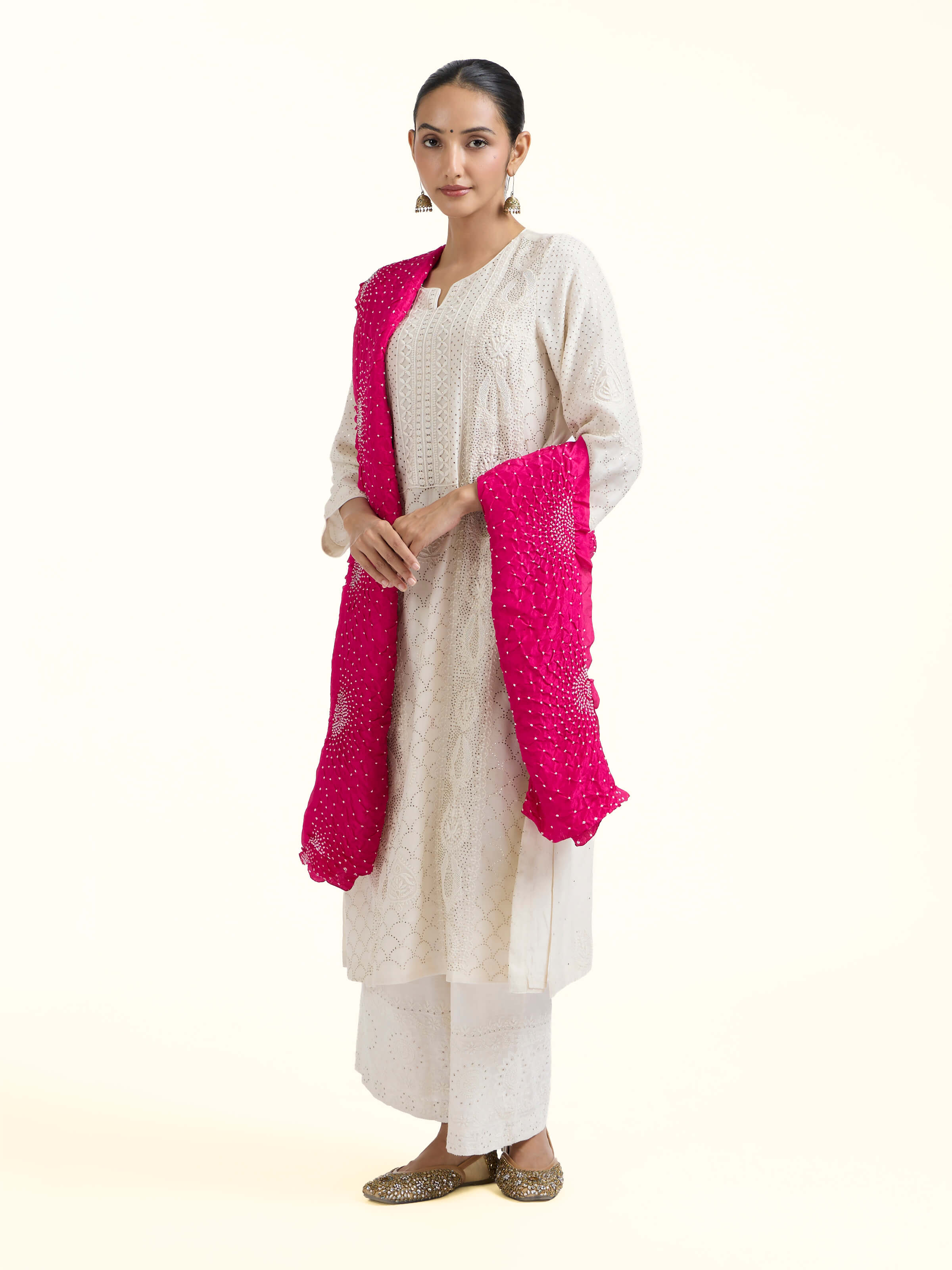 Pink Bandhani Tie & Dye Dupatta
