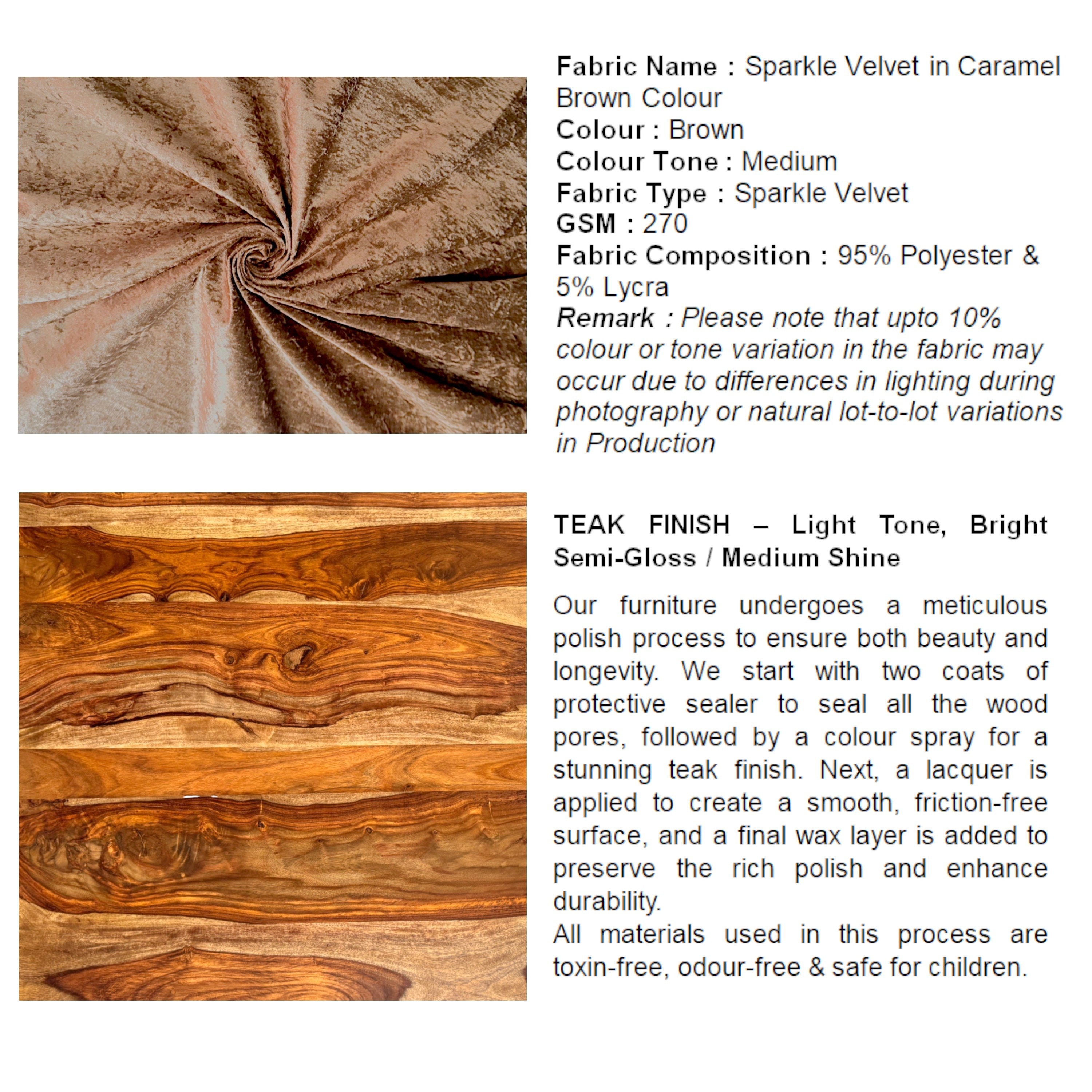 Cairo Soild Wood Bench In Velvet Brown Fabric