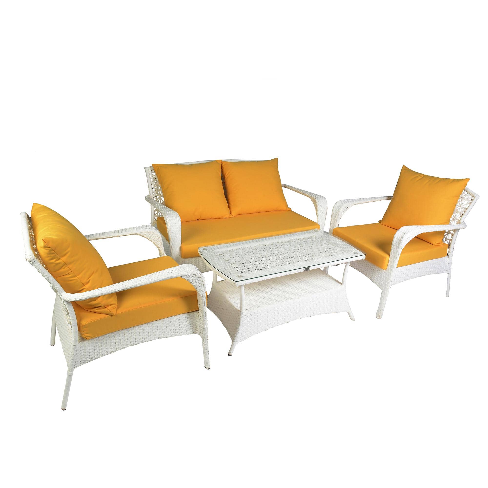 Dijon 2+1+1 Seater Wicker Sofa Set in White Colour