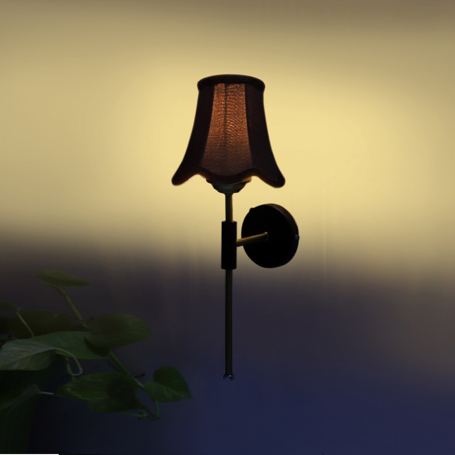 Devansh Metal Wall Mounted Lamp With Black Cotton Shade