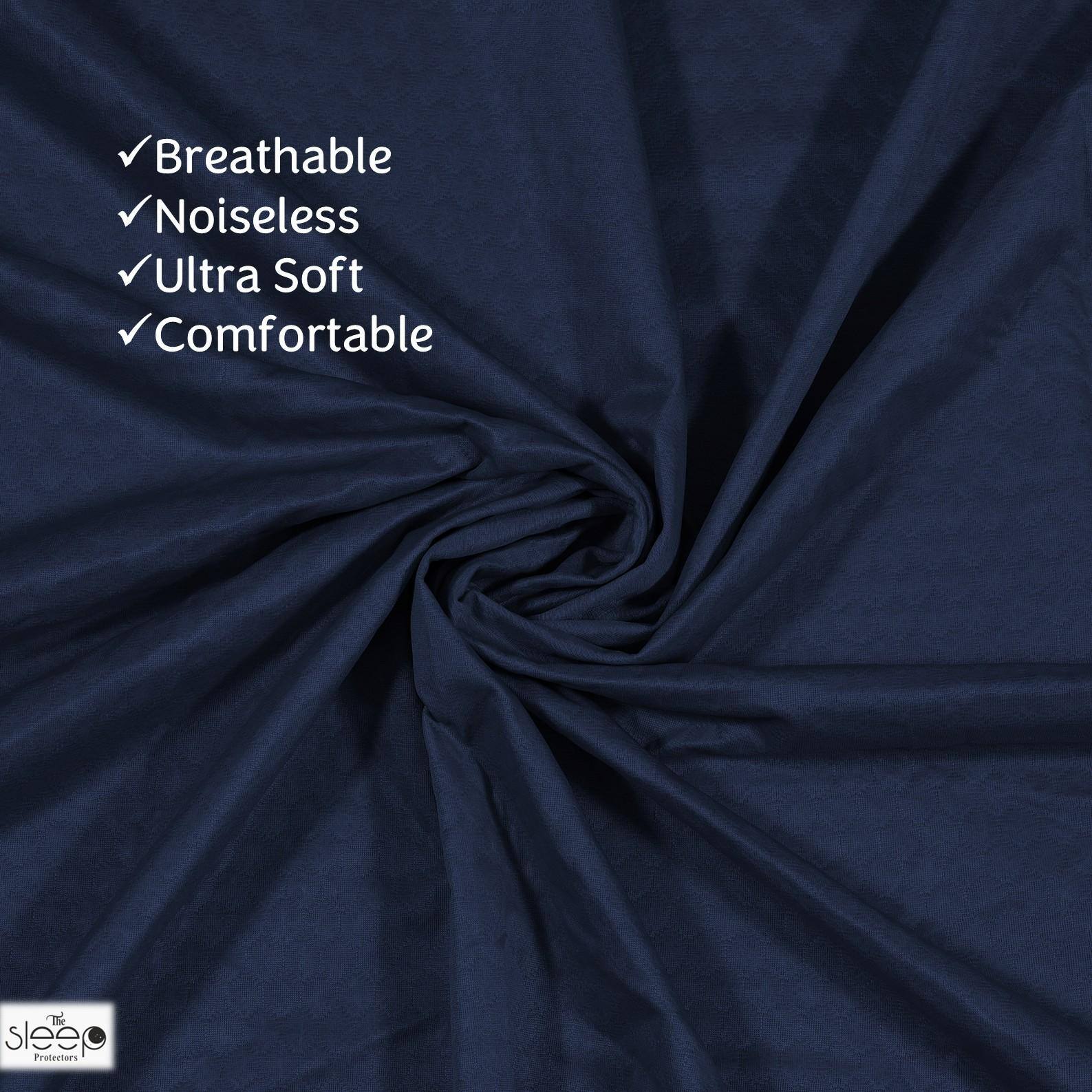Cotton Feel Terry Fabric Waterproof Mattress Protector for Queen Size Mattress In Navy Blue color 78x60