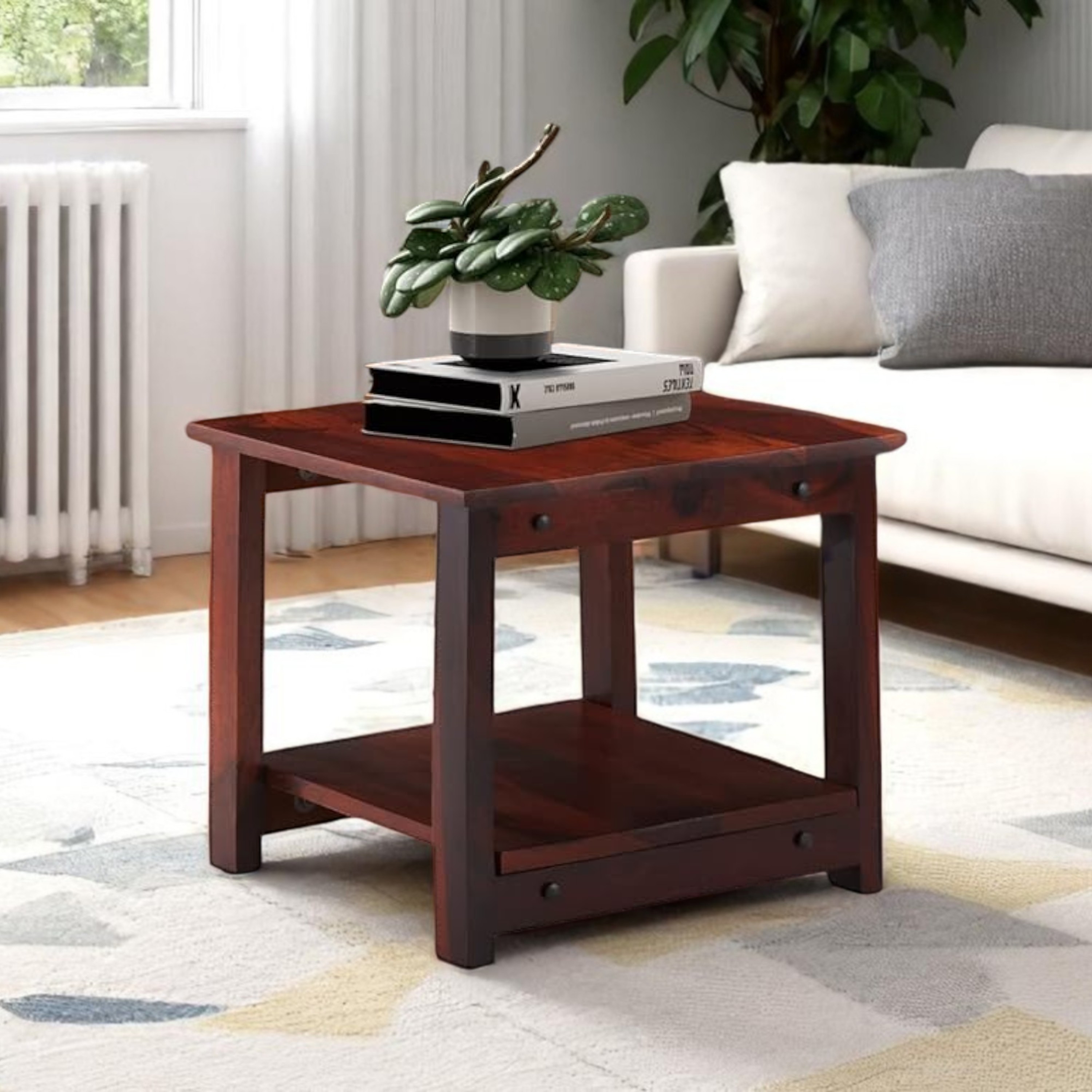 Camden Sheesham Wood Contemporary Square Coffee Table In Honey Finish
