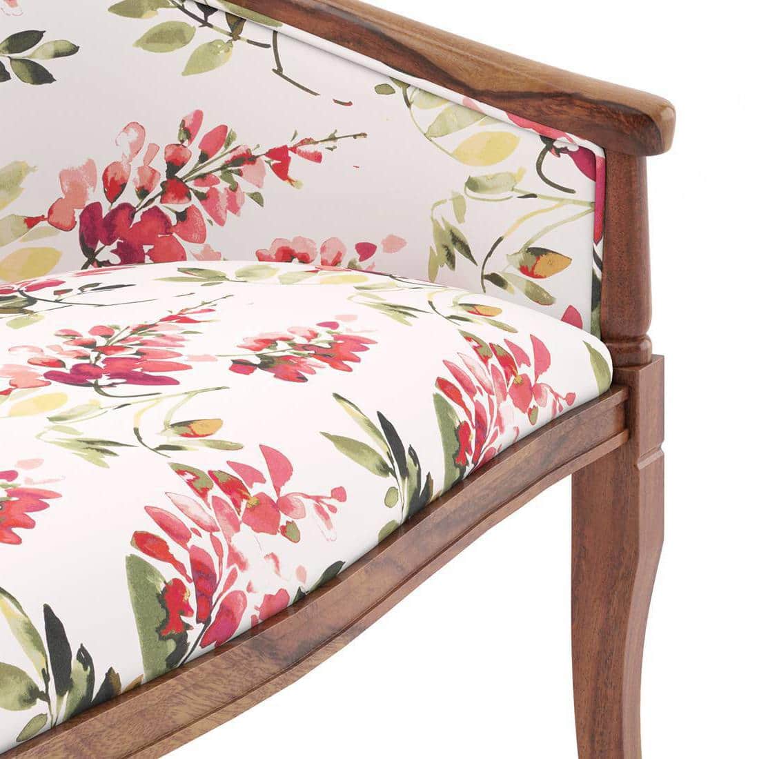 Florence Loveseat 2 Seater In Teak Finish With Caramine Cassia Fabric Colour