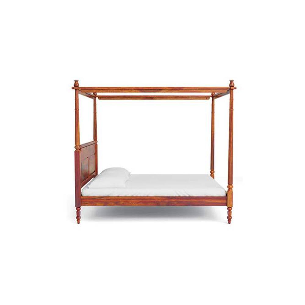 Pencil Solid Wood King Size Non Storage Bed In Honey Oak Finish