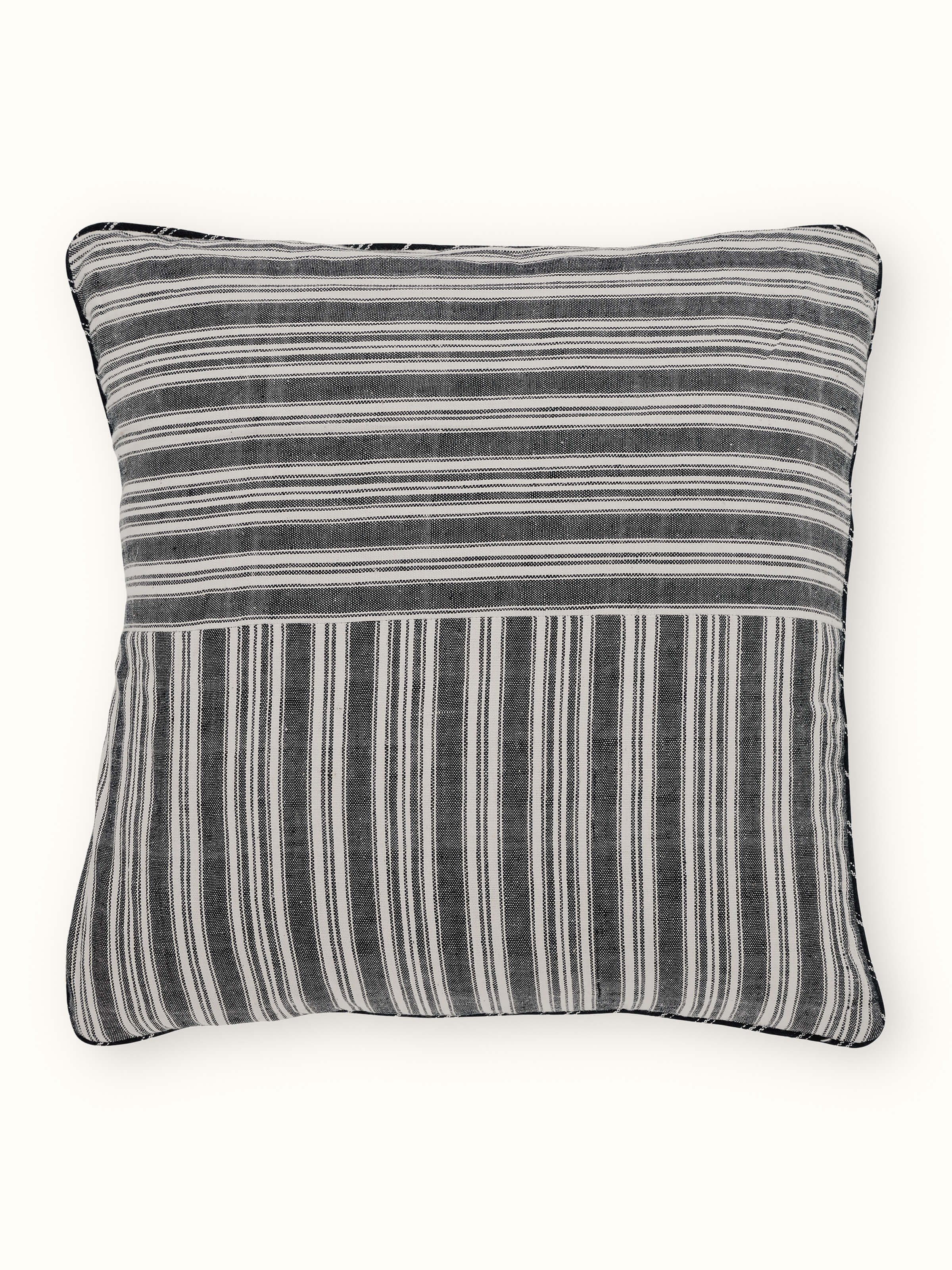 Ujjwal Black Patch Cotton Handloom Cushion Cover