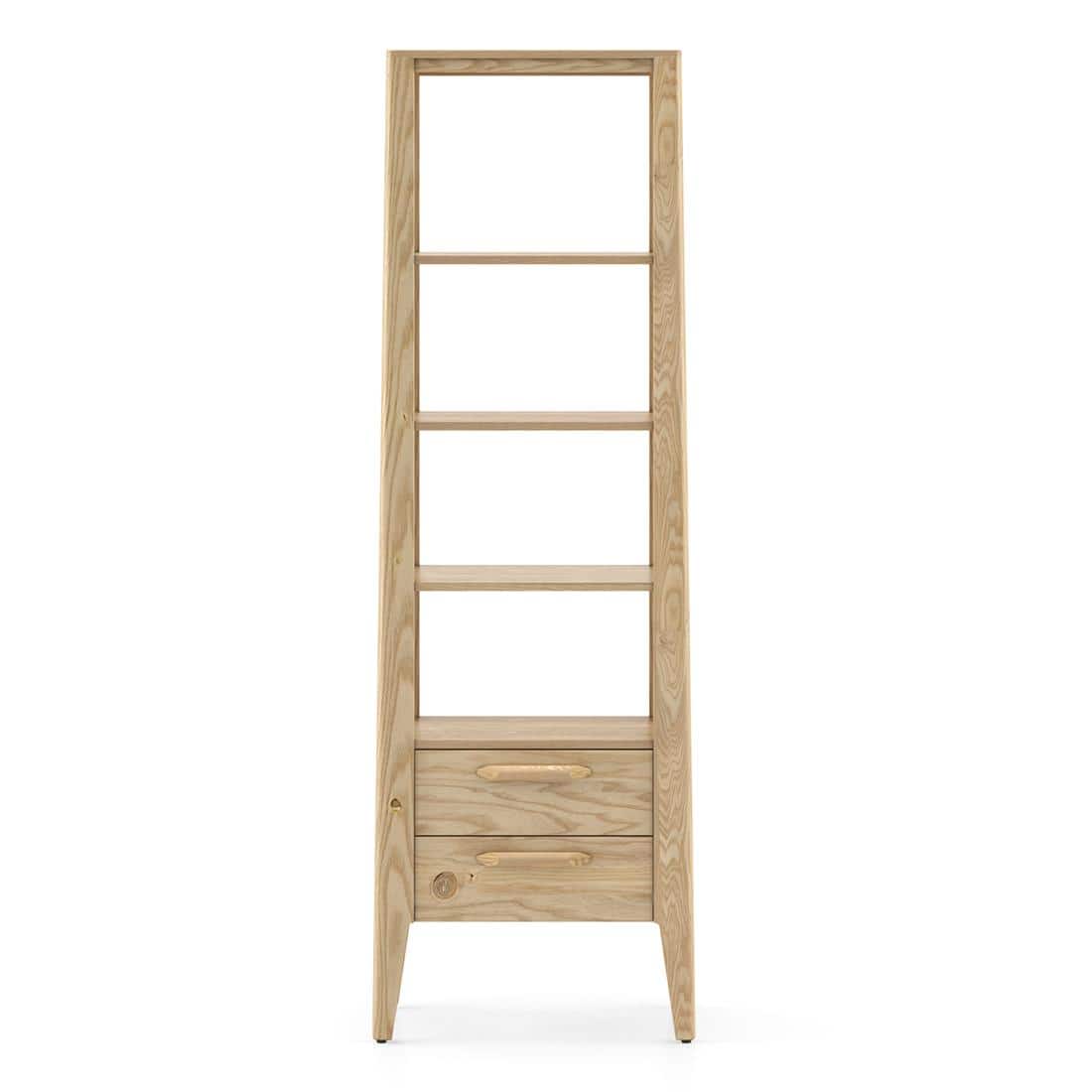 Faye Solid Wood Bookshelf In Natural White Ash Finish