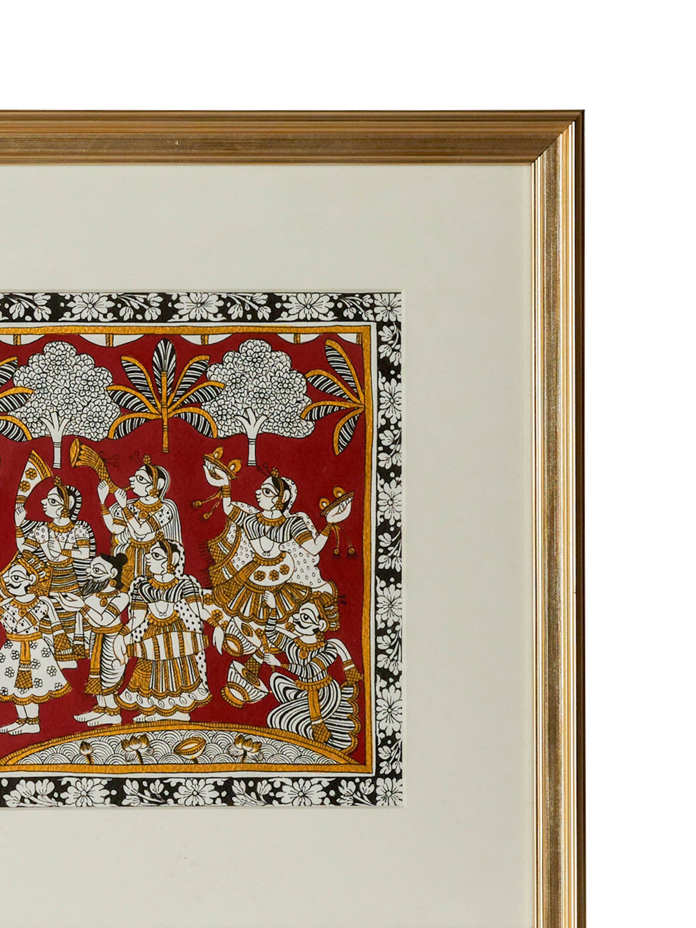 Close-up detail of the Ganesh Vandana Musicians Phad Painting