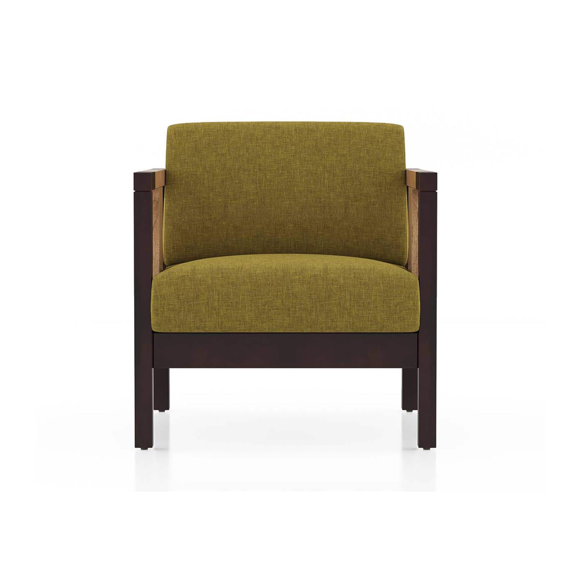 Cairo 1 Seater Wooden Sofa (Green Olivia)