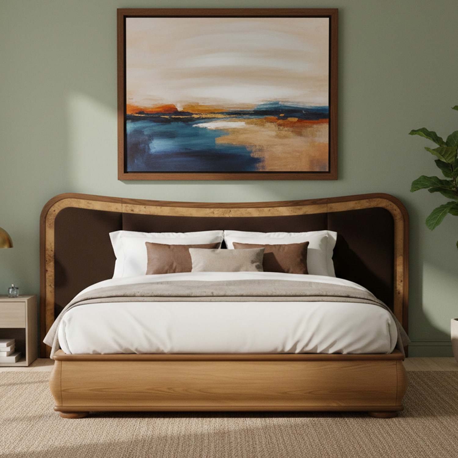 Elowen Softline King Size Bed in velvet With Oak wood Frame & Hydraulic Storage - Nestroots