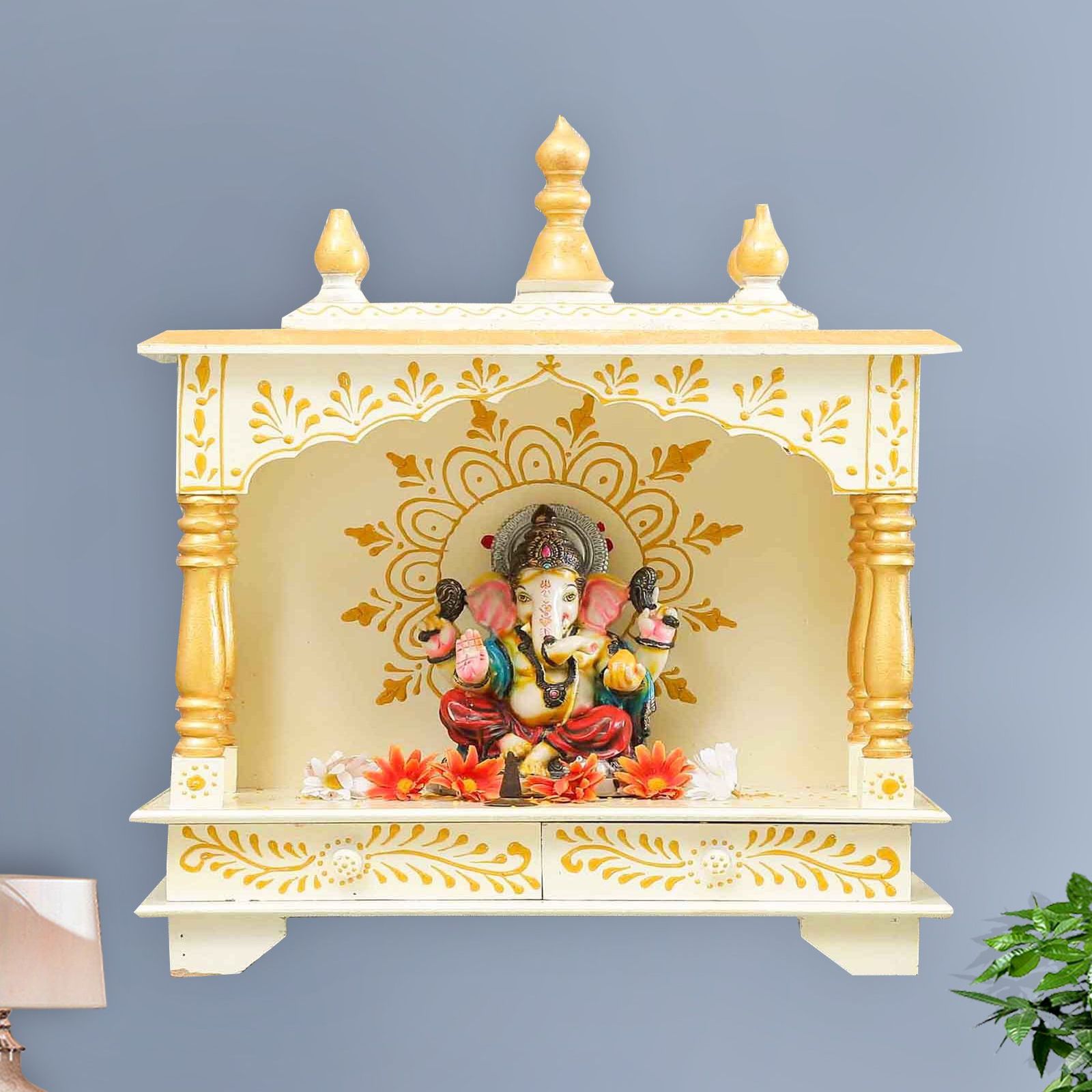 D'Dass Shri Maa Sheesham Wood and Mdf Temple For Pooja In Home and Office - D'DASS