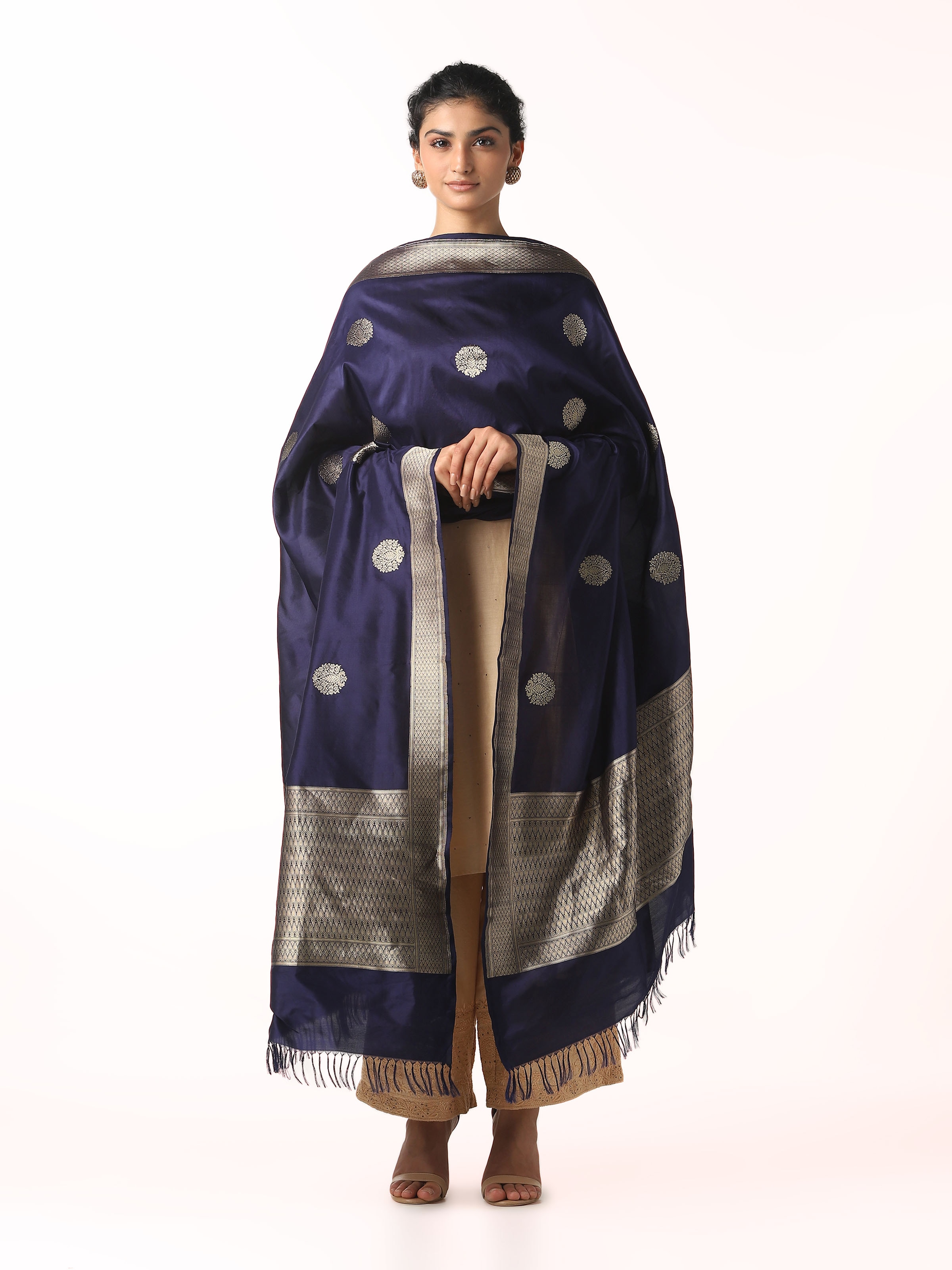 Blue Silk Banarasi Dupatta