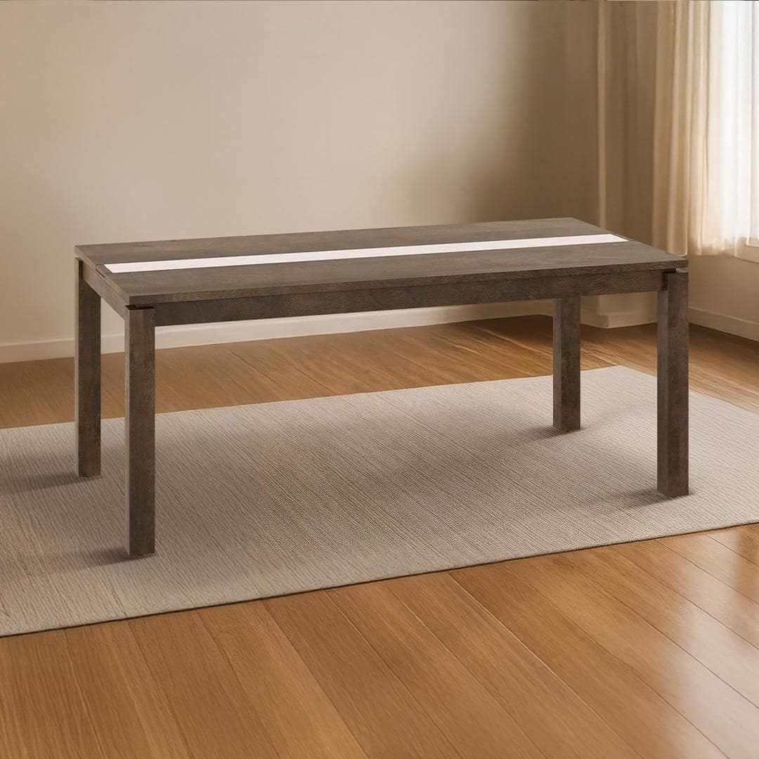 Atlas Crest Storage Solid Wood 6 Seater Dining Table In Danish Walnut Finish