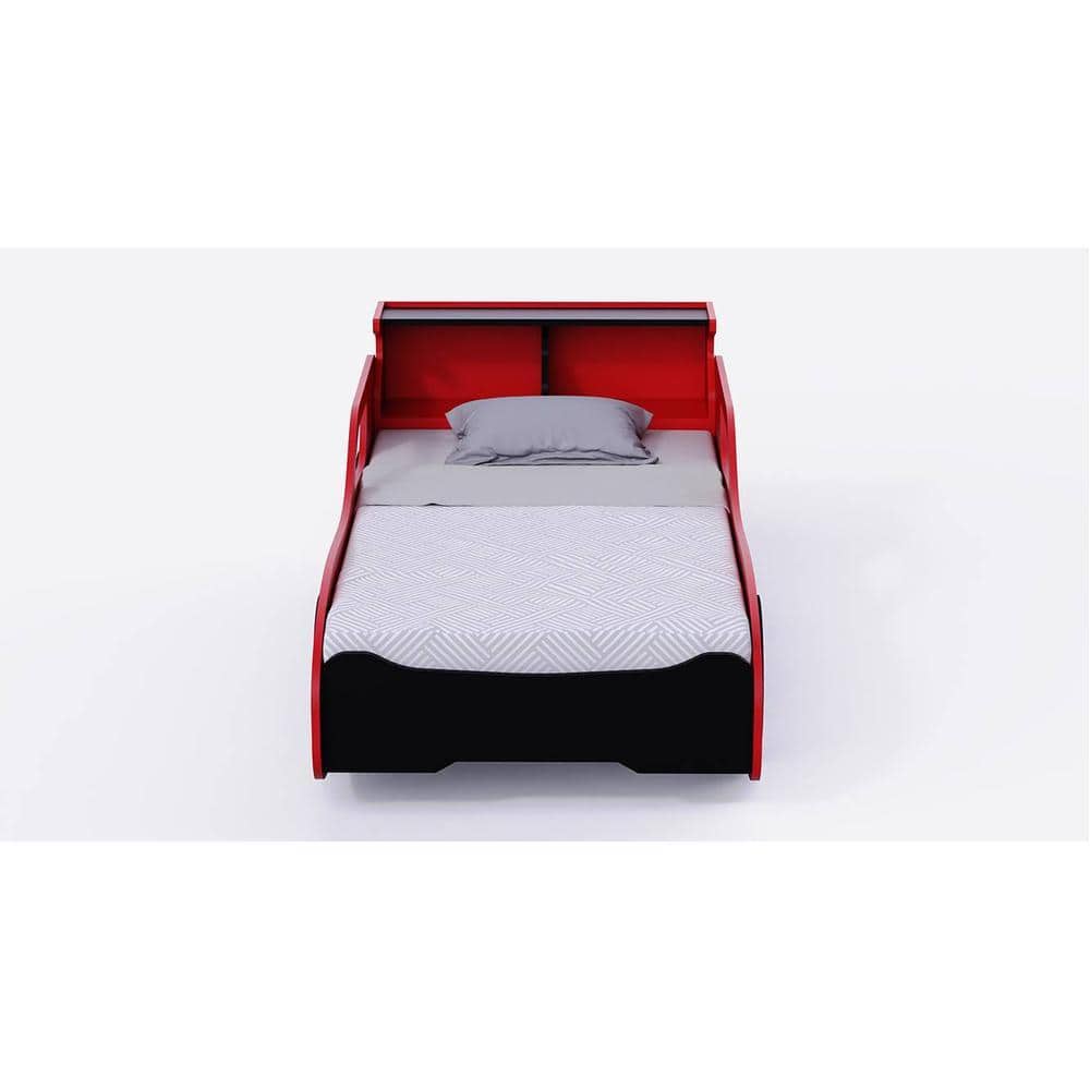 Fire Engineered Wood Open Storage Bed in Red Colour