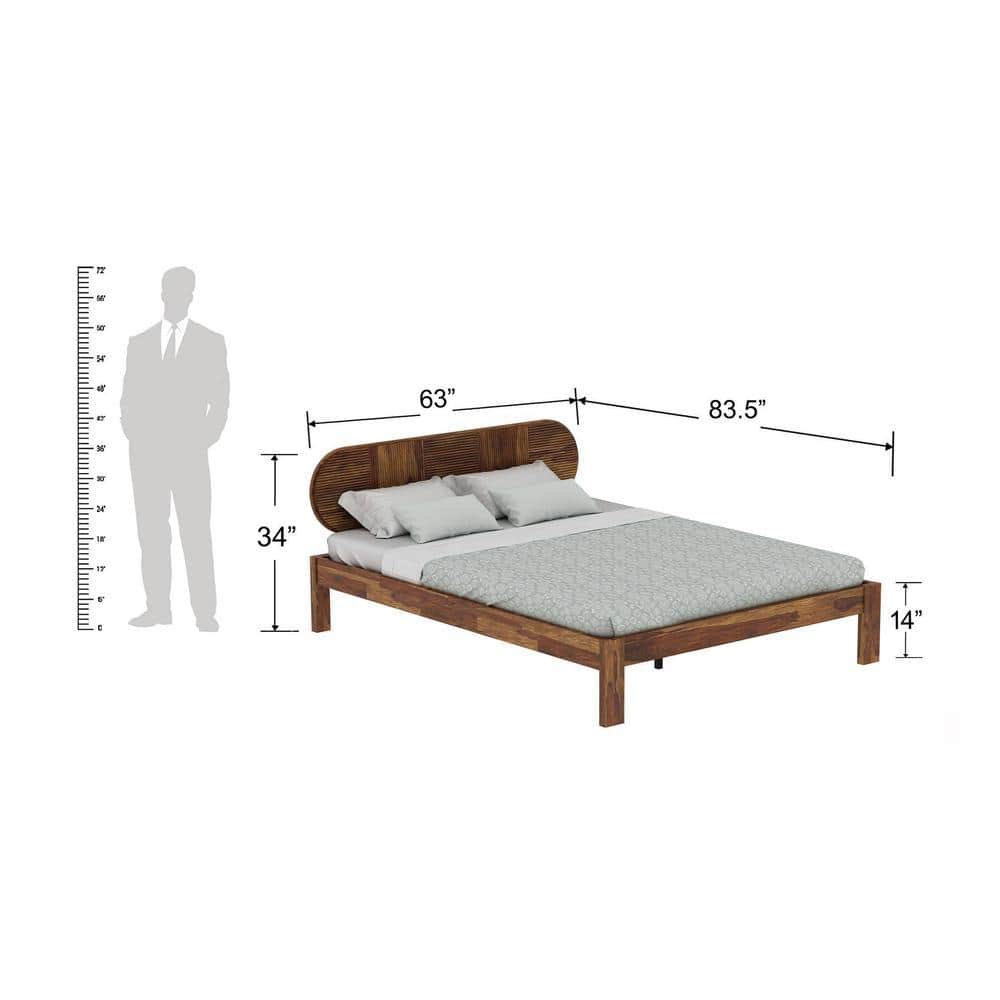Woodwhiz Solid Wood Queen Size Non Storage Bed In Provincial Teak Finish