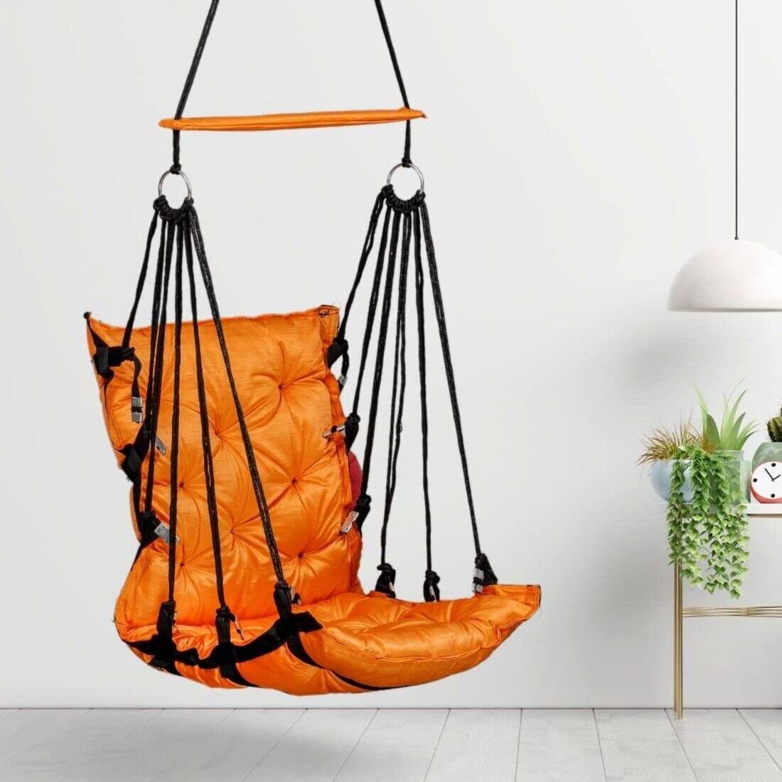 Swingzy Made in India Soft Polyester Hanging Swing for Adults Orange