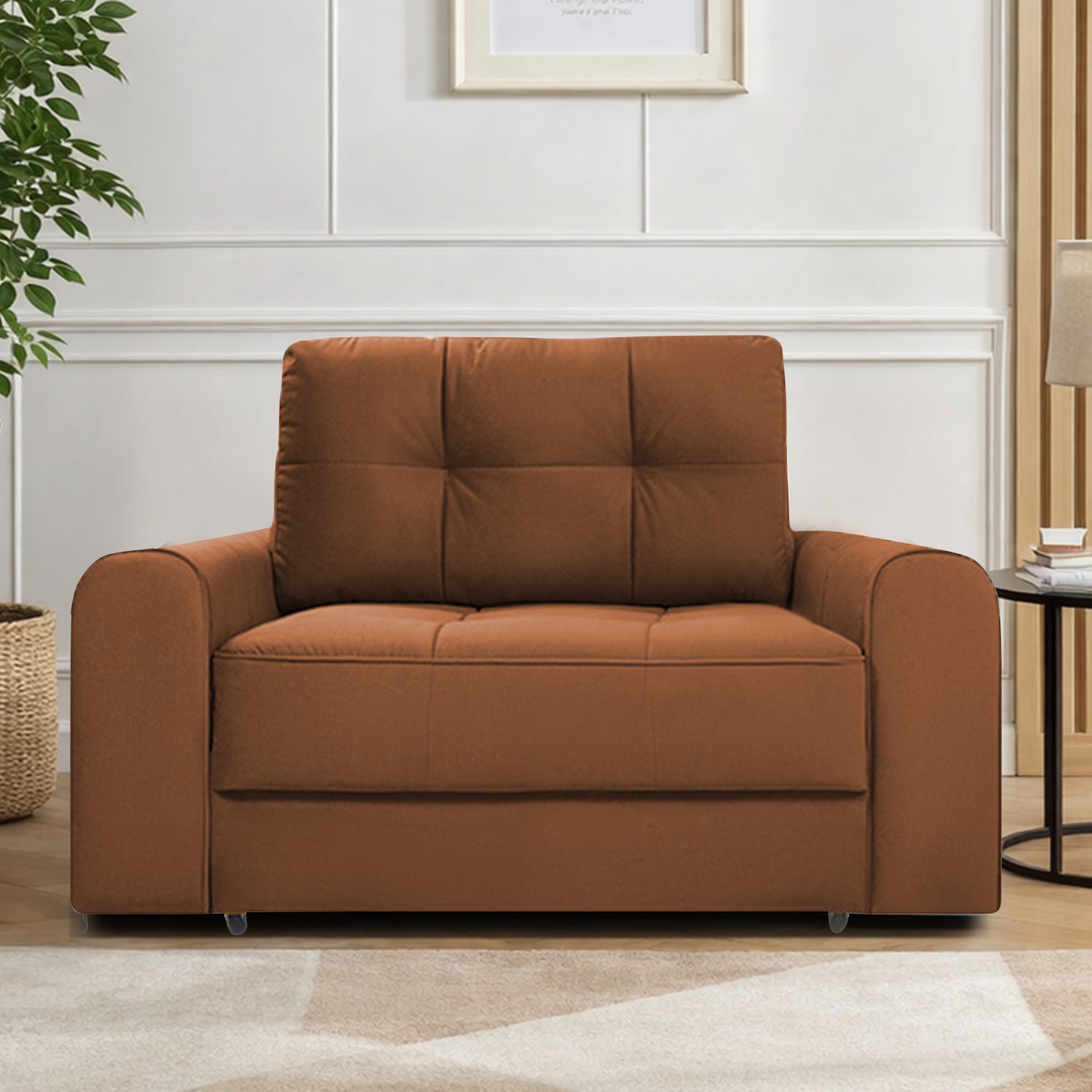 Calliro  Pull Out Sofa cum Bed  in Brown Colour - Home Lifestylez