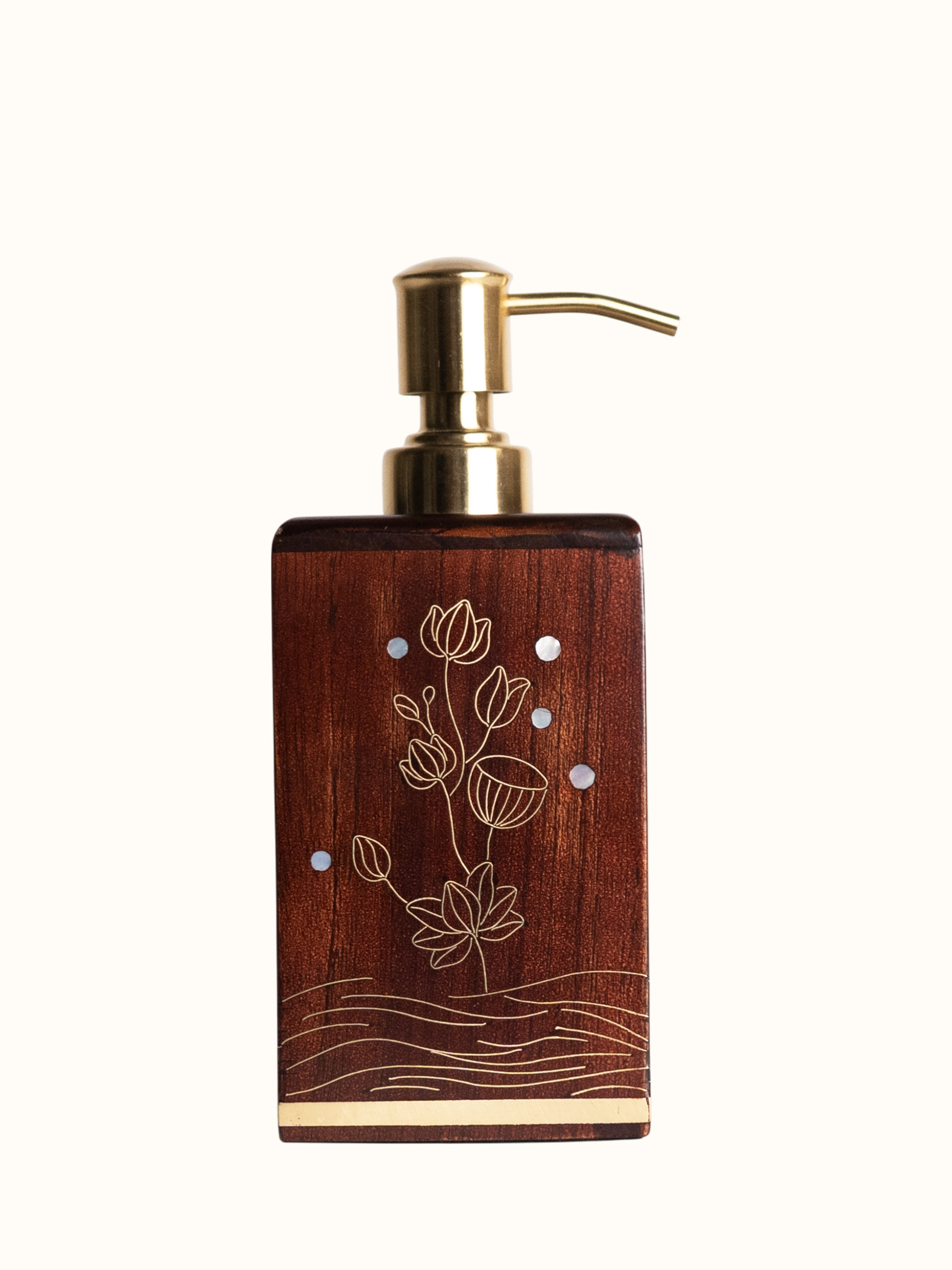 Kamal Tarkashi Teak Wood Soap Dispenser