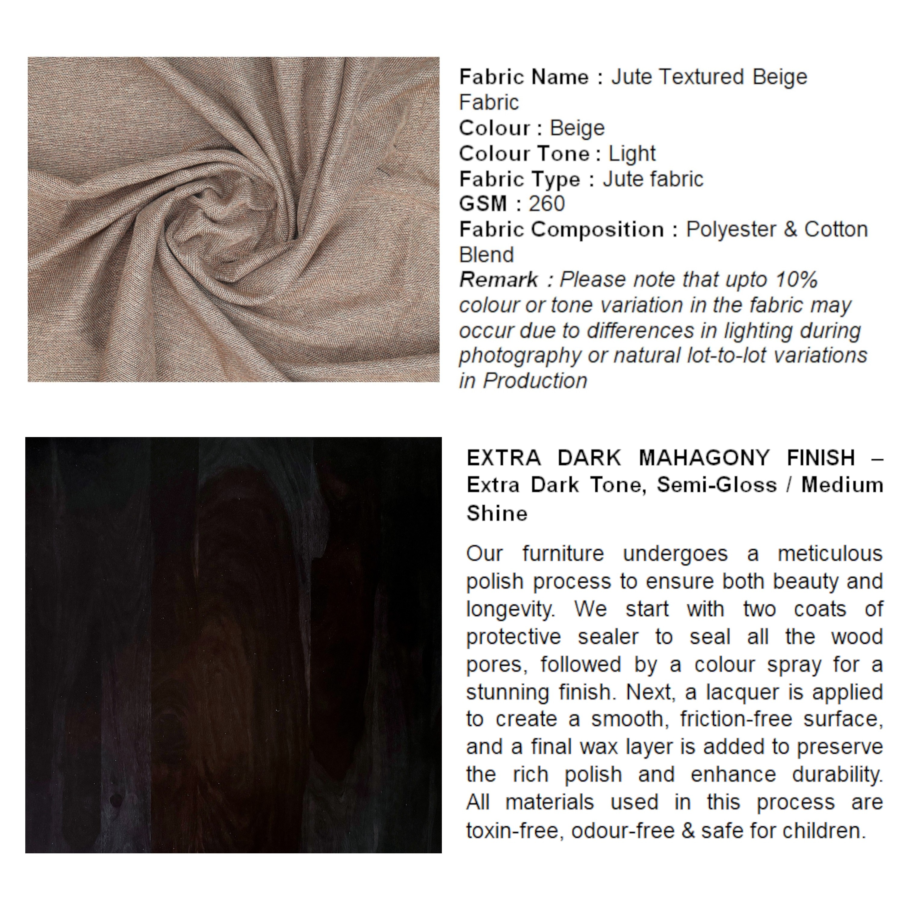 Houston Sheesham Wood Stool with Jute Beige Cushion