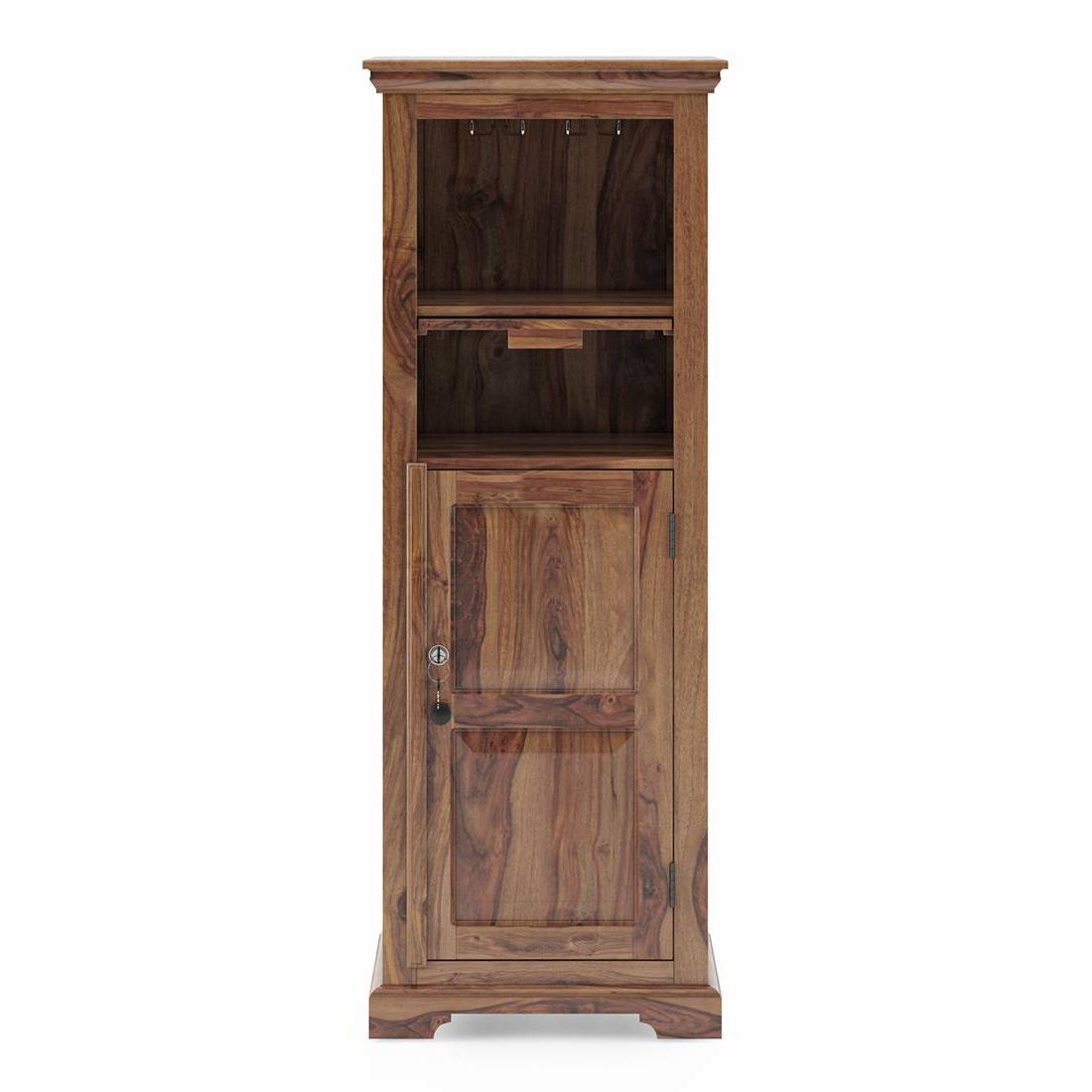 Mateo Solid Wood Bar Cabinet in Teak Finish