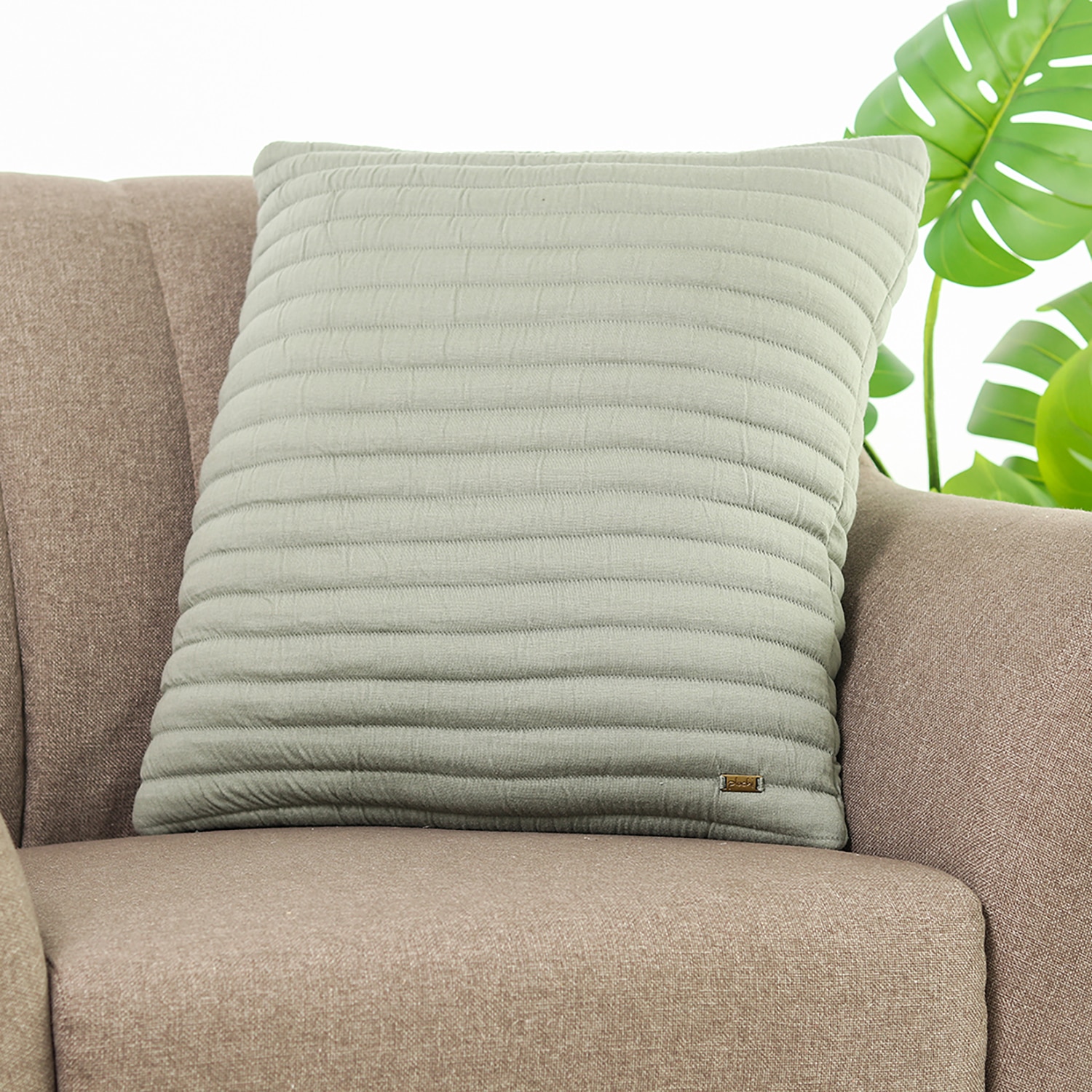 Waseme Ryegrass Quilted Cotton Cushion Cover 18X18 Inches - Pluchi