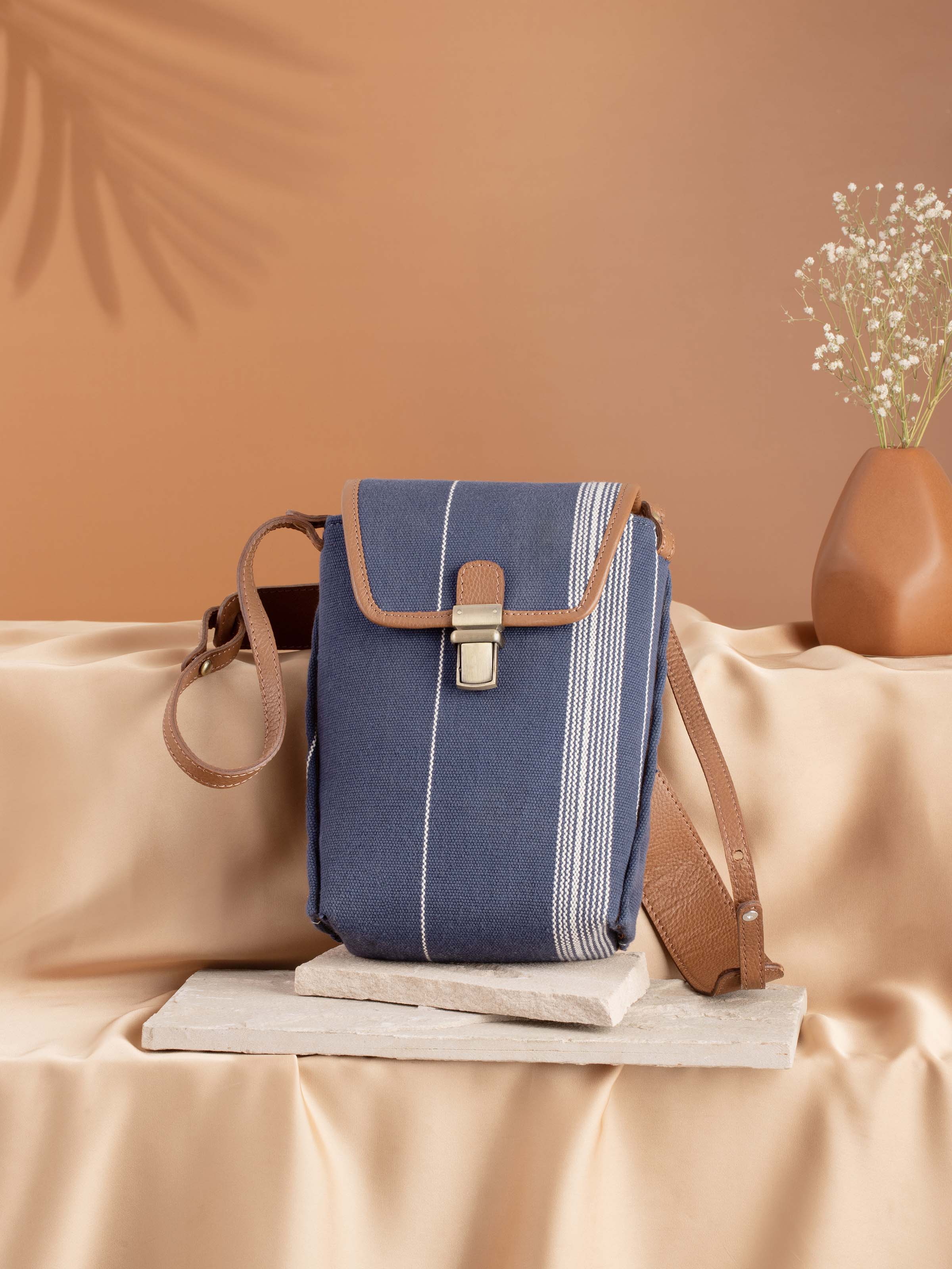 Blue Handloom Cotton Sling Bag