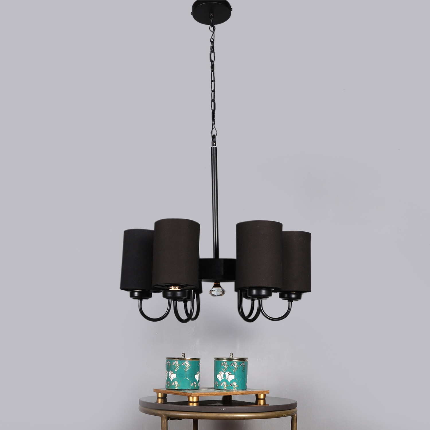 Devansh Black Wall Mounted Lamp With Black  Cotton Shade - Devansh