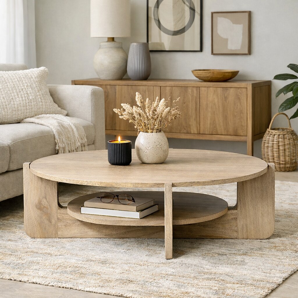 Roundway Solid Wood Coffee Table In Natural Finish-image-28