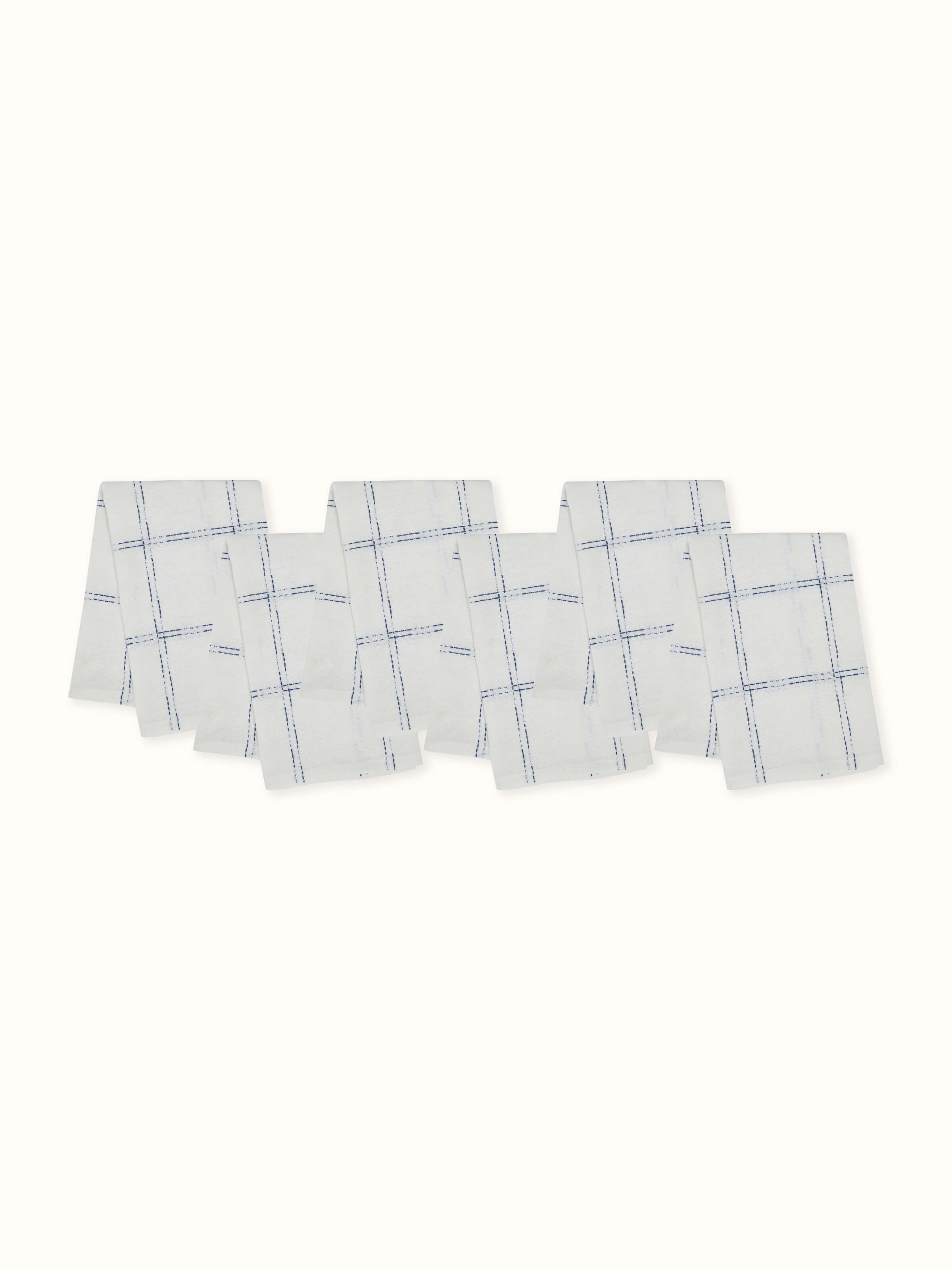 Vastav Indigo Checks Cotton Handloom Dinner Napkins (6 Pcs)