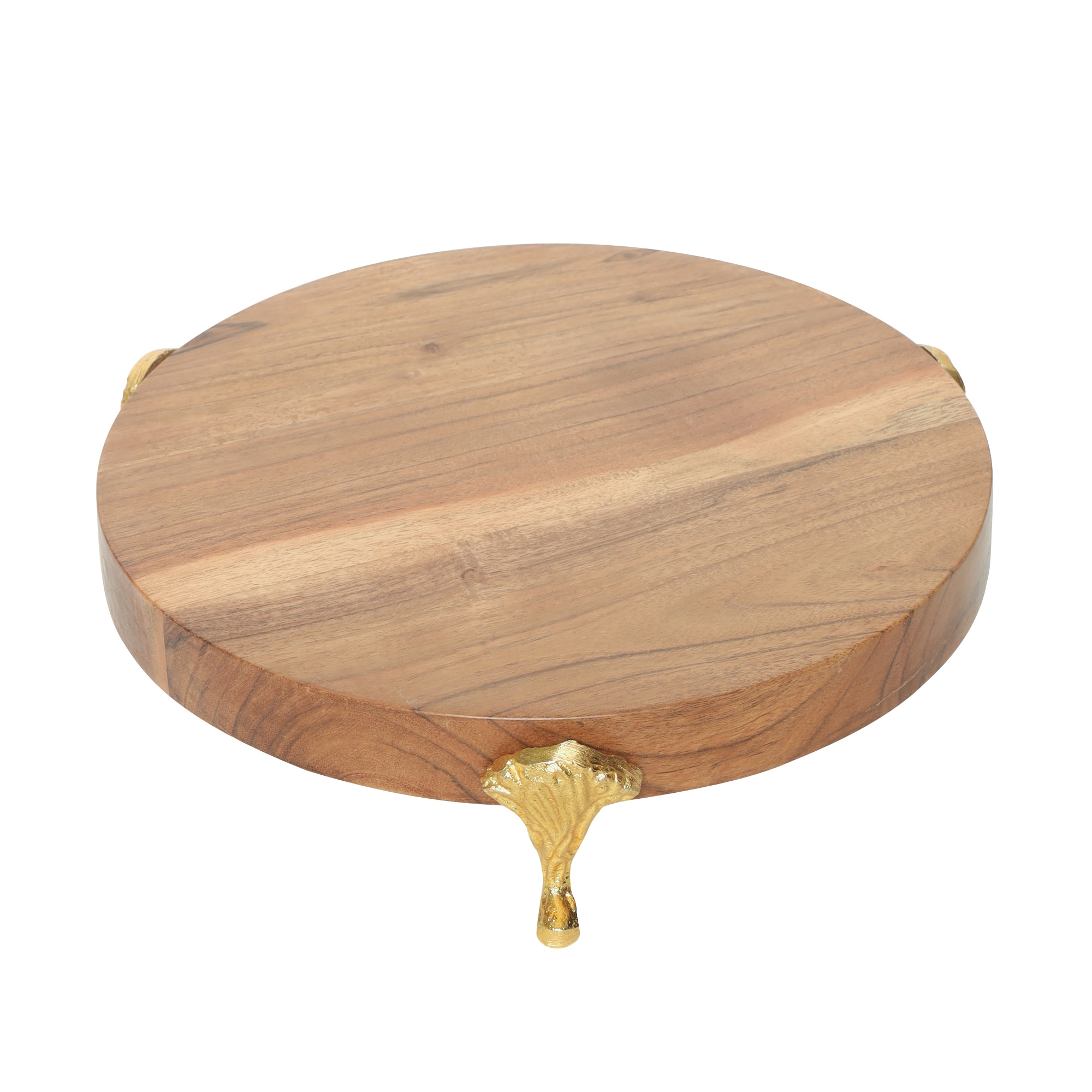 Ireka Homes Kaarigari Acacia Wood Trivet with Metal Legs (9x2 in) - Ireka Homes