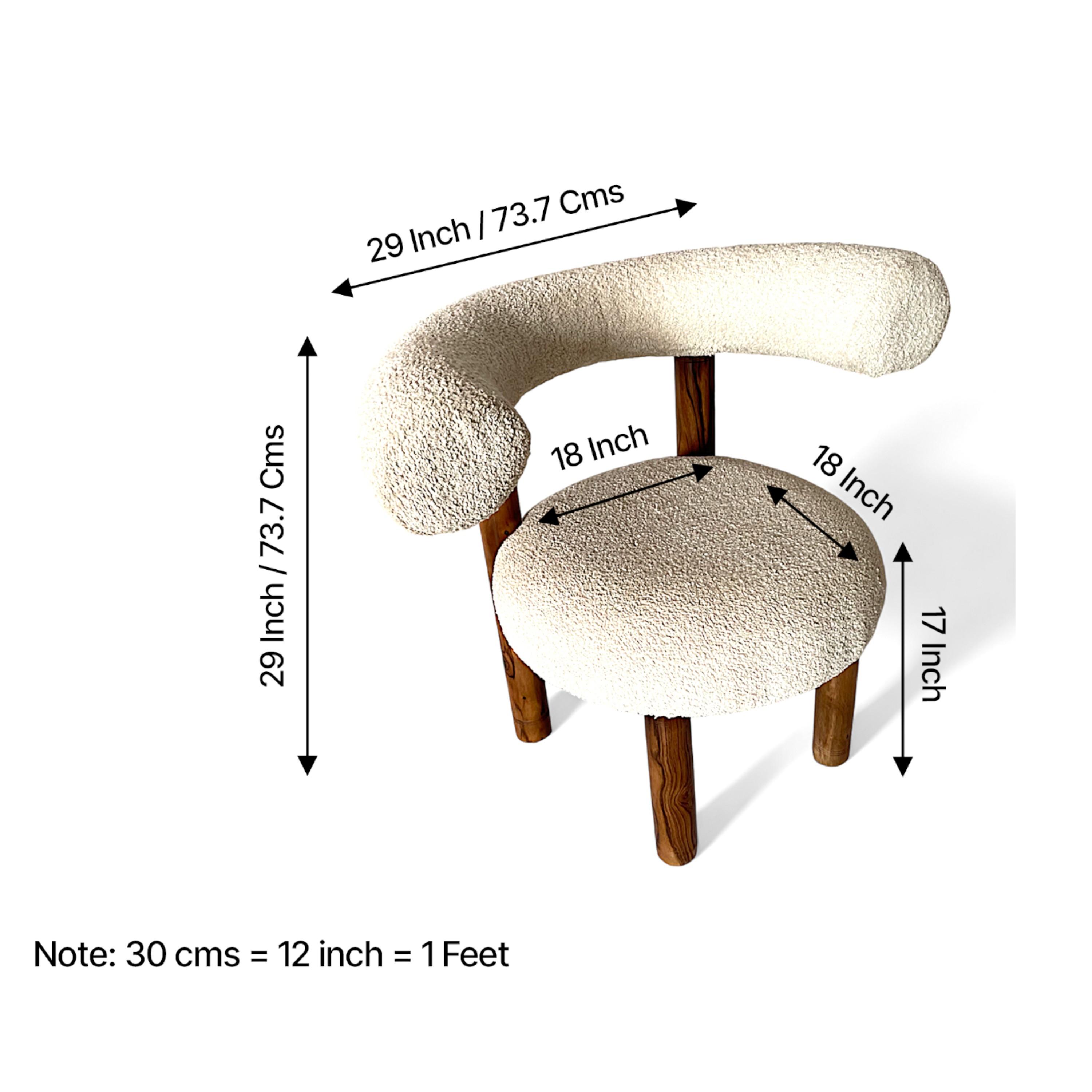 Westfield Sheesham Wood Mid Century Lounge Chair in Off White