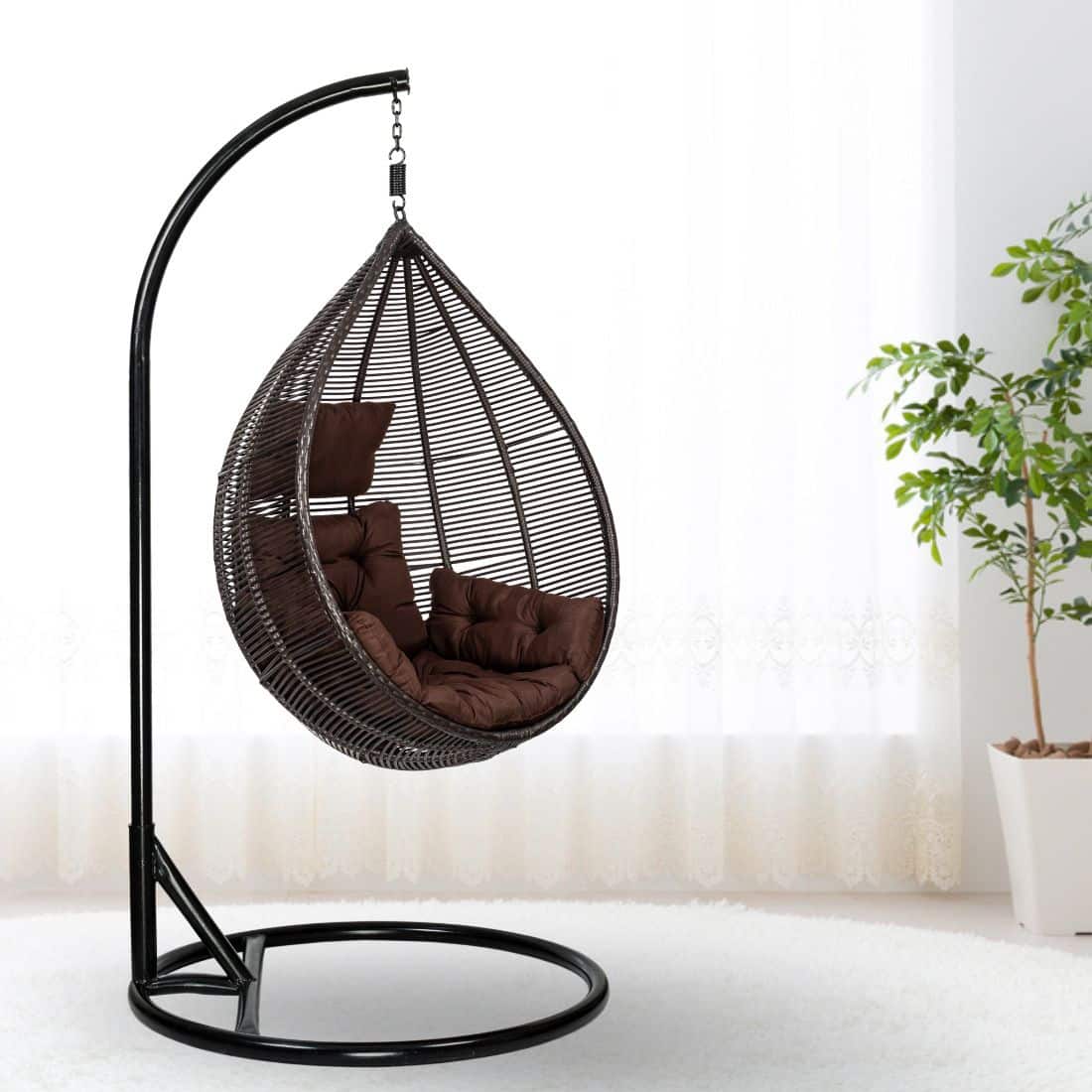 Premium Egg Single Seater Liner Swing Chair Brown