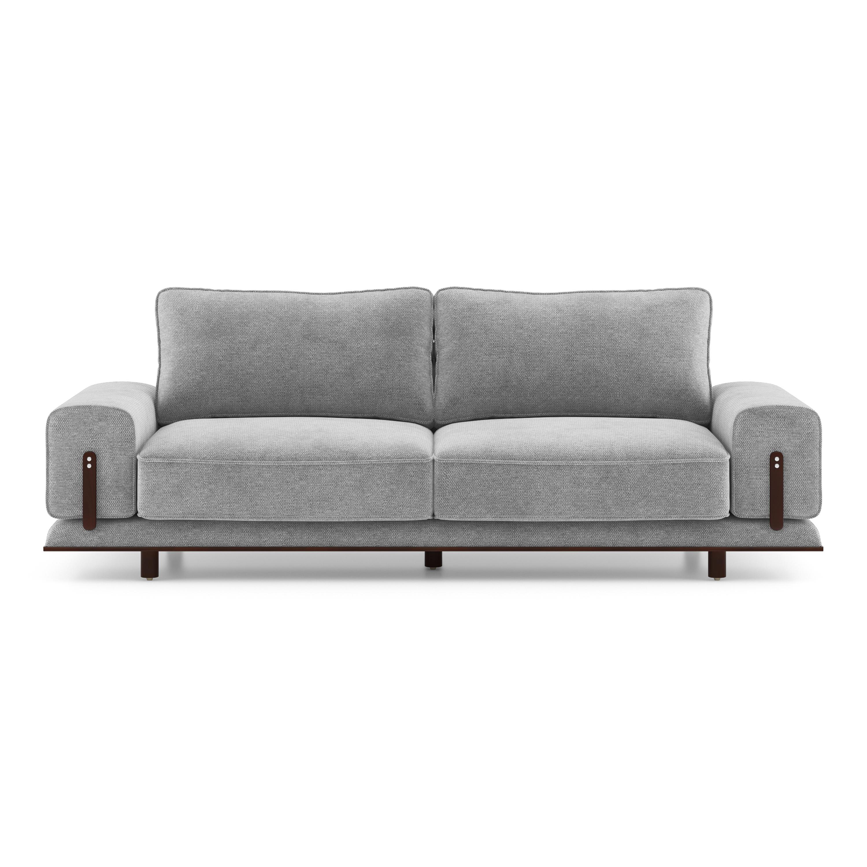 Barcelona Essential 3 Seater Fabric Sofa In Granite Weave
