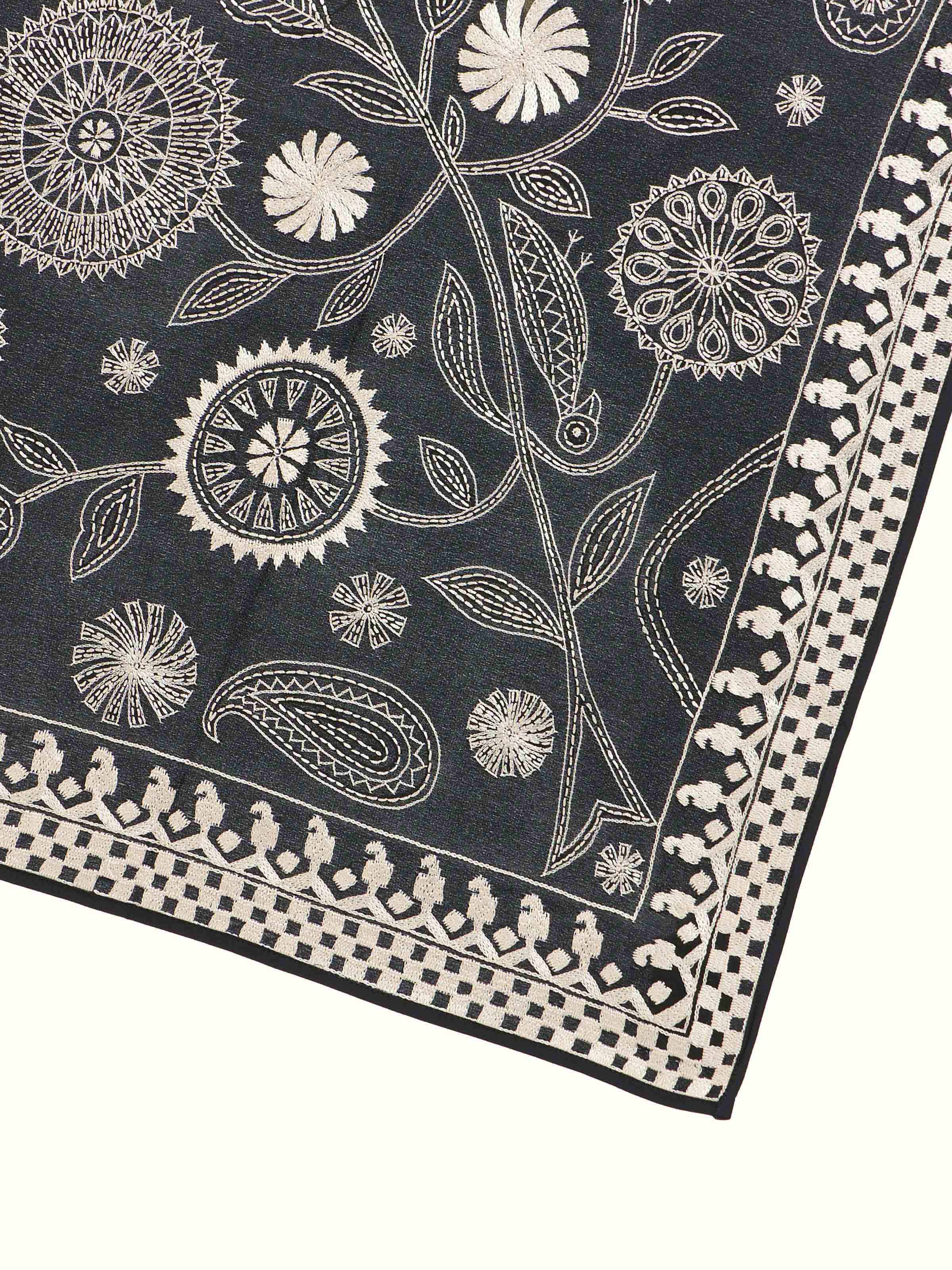 Black Aari Hand Embroidered Stole