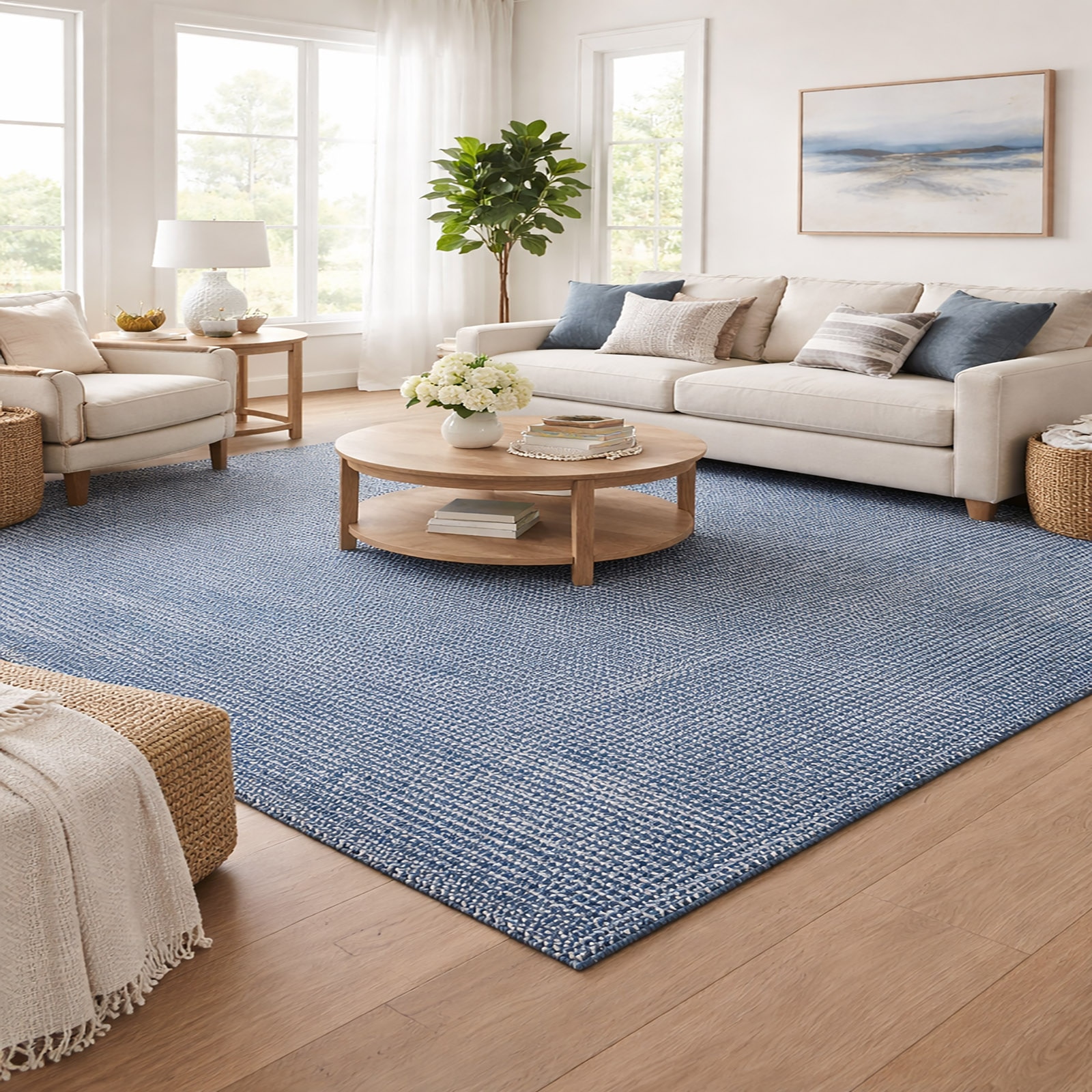 DOIXON Wool Rectangle Carpets Hand Tufted in Dk Blue Colour - The Woven Legacy