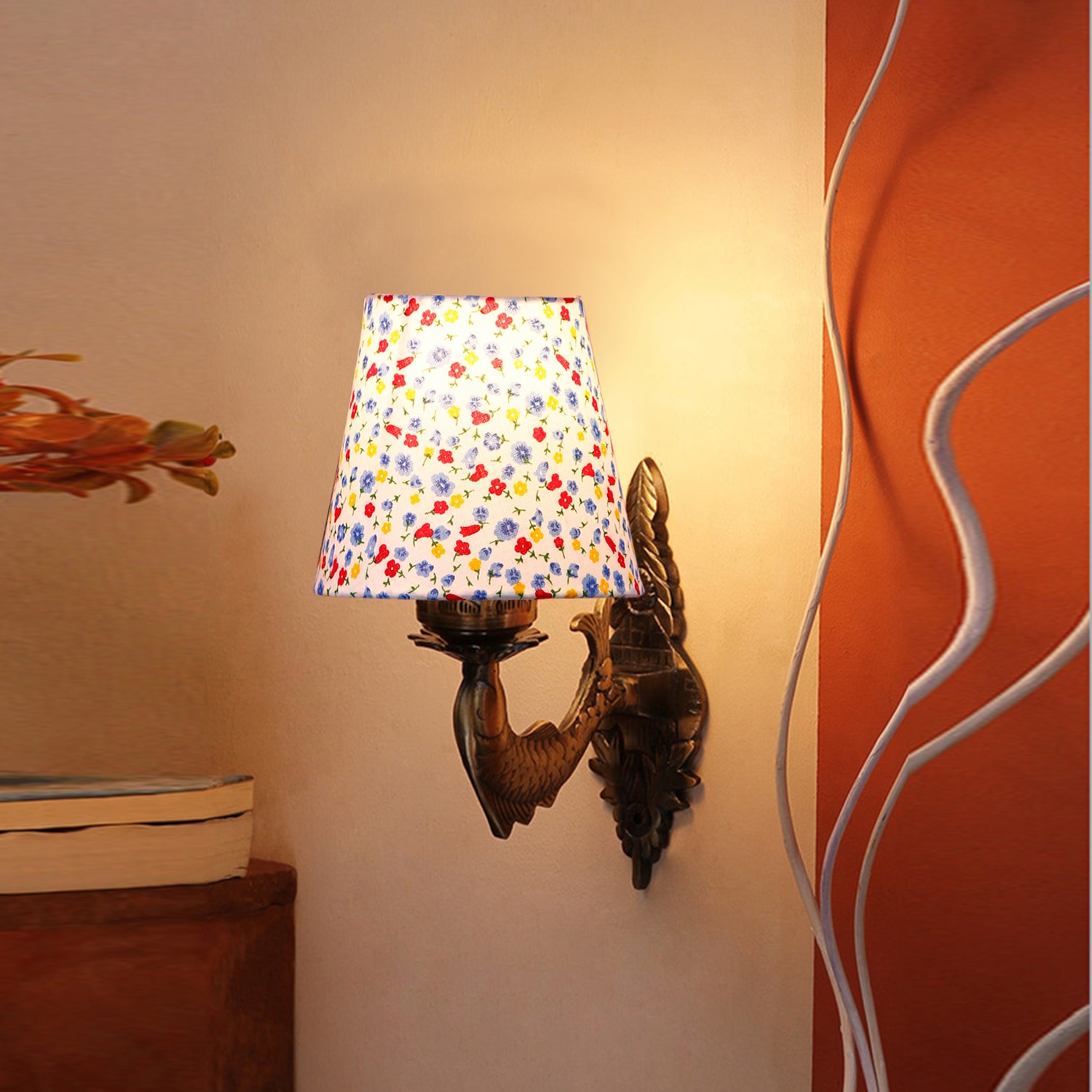 Devansh Metal Electric Wall Light in Antique Gold Colour with Multi Shade Count of 1 Light - Devansh