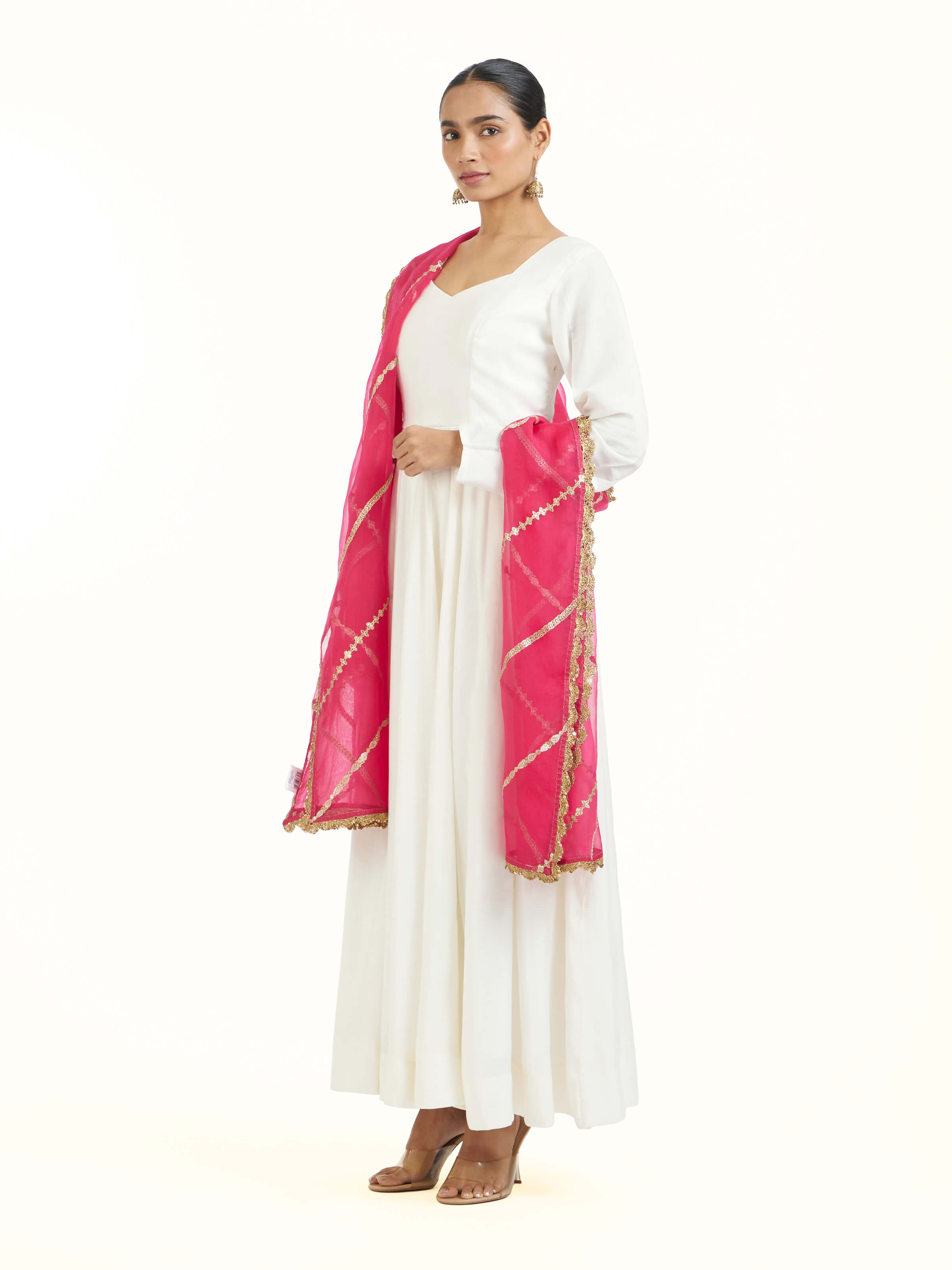 Pink Hand Embroidered Dupatta