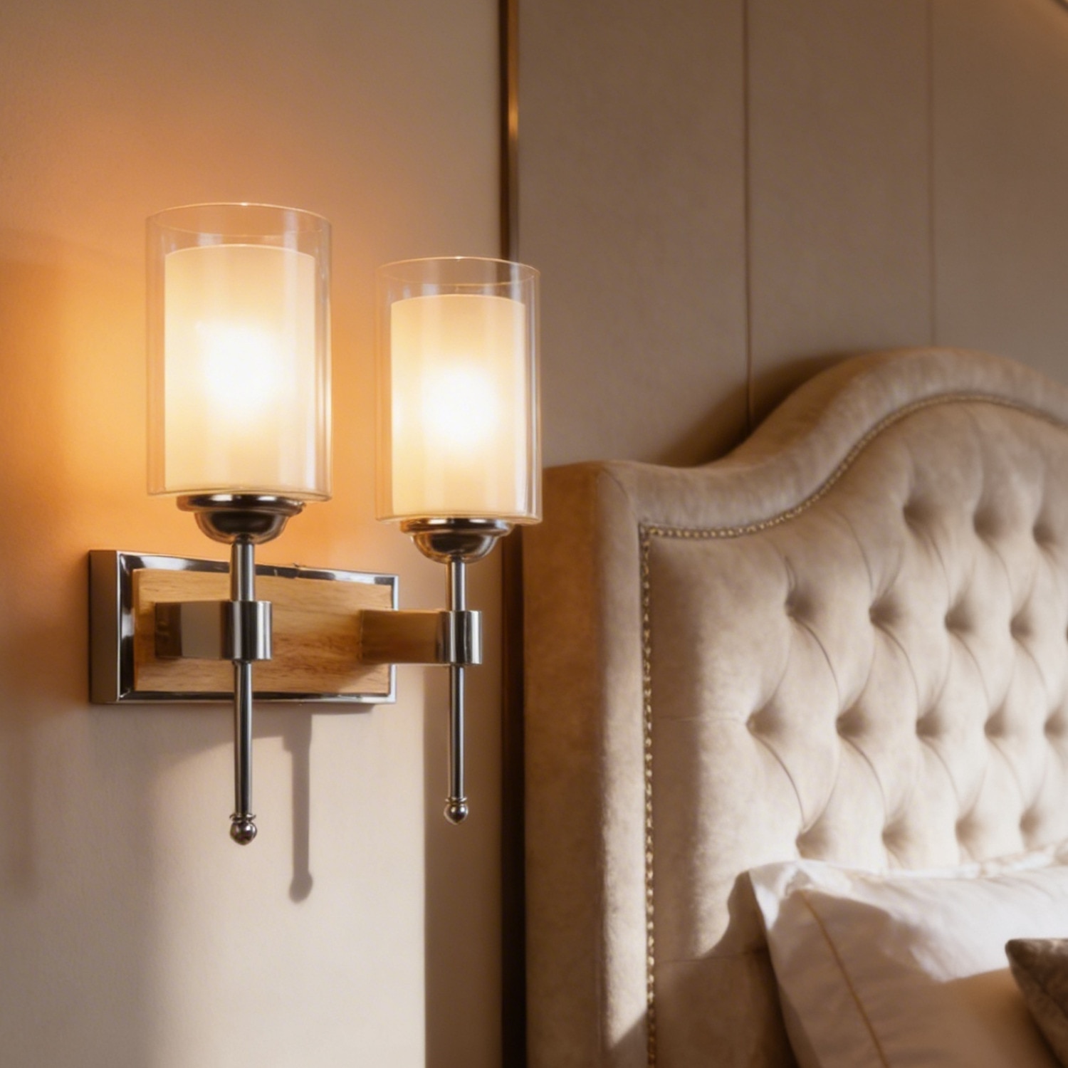 Eliante Modern Wall Lights Mild Steel & Glass Material Chrome, Brown & White Finish - Eliante