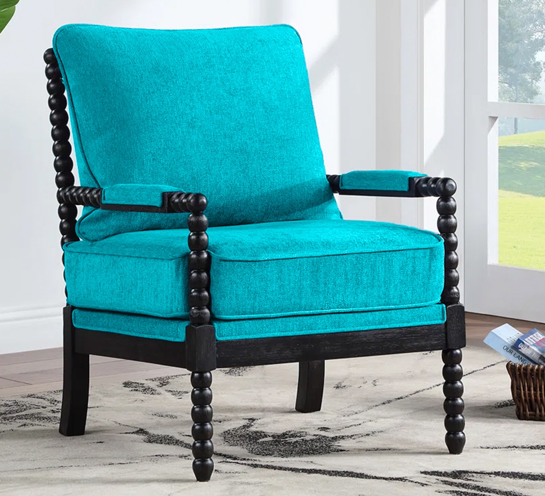 Luxe Linen Fabric Lounge Chair- Teal