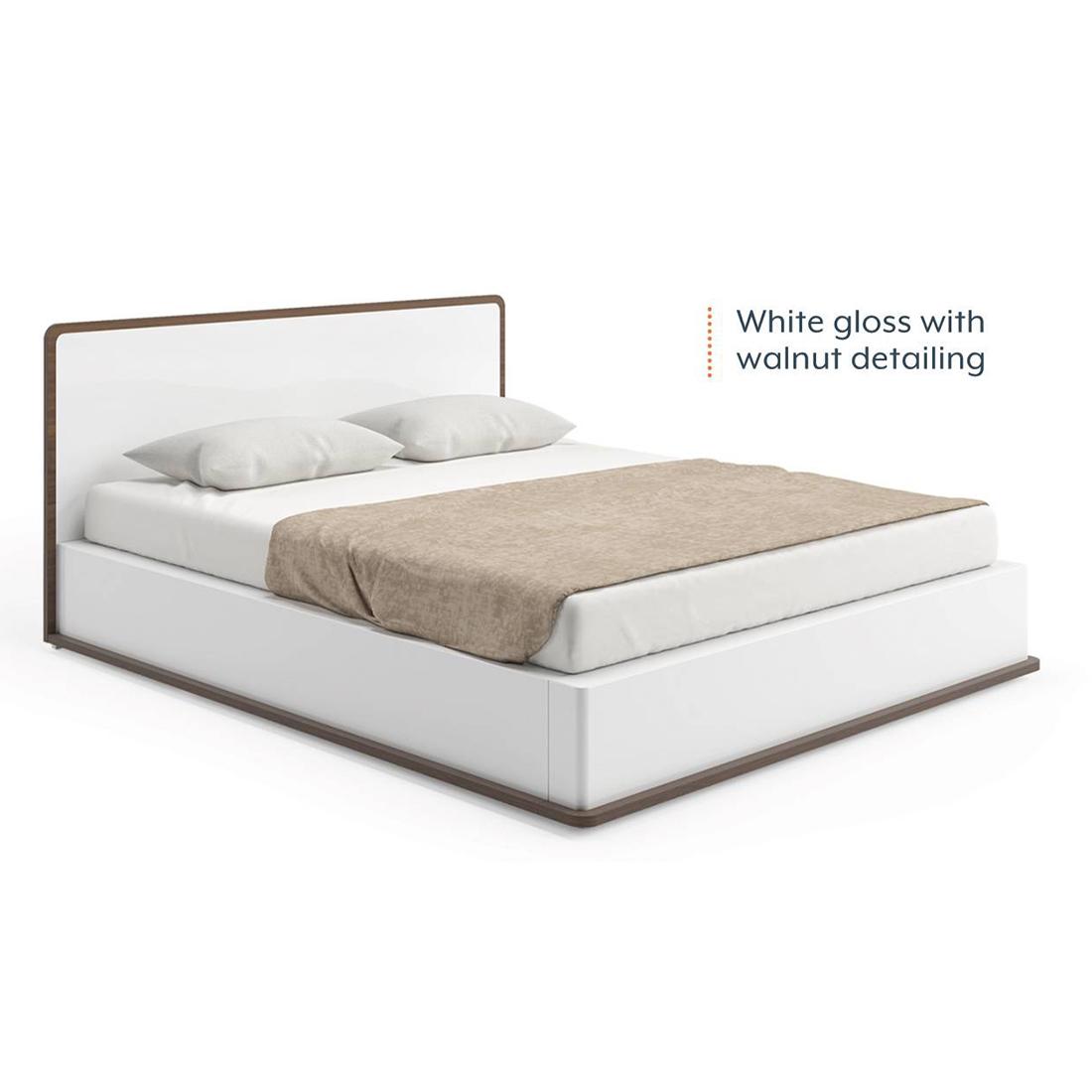 Baltoro Engineered Wood Queen Size Hydraulic Storage Bed In White Finish