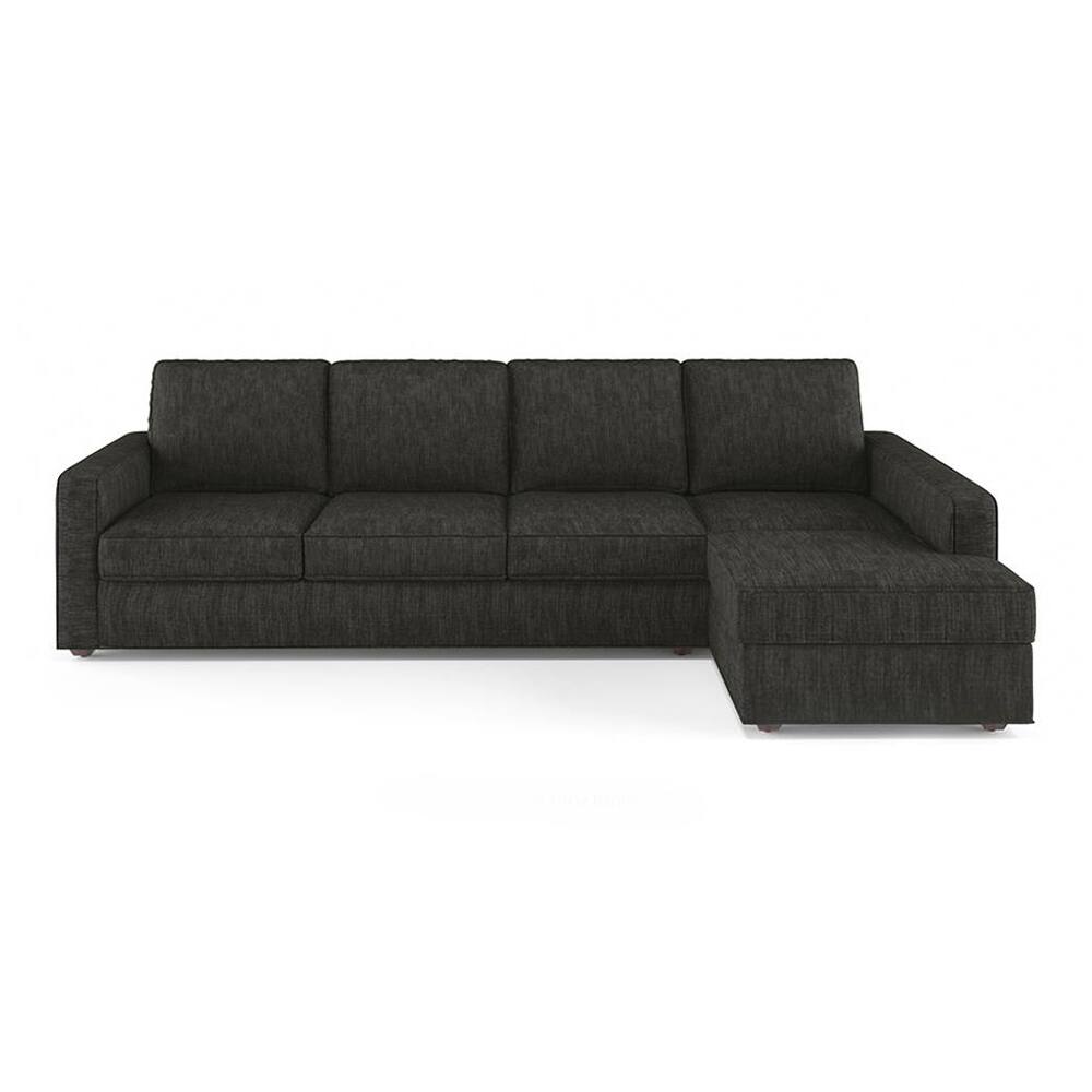 Apollo Compact Sofa (Colour : Graphite Grey, Cushion : Hard, Back Type : Regular, Seating Capacity : Right Aligned 3 Seater + Right Aligned Chaise + Ottoman) - Urban Ladder