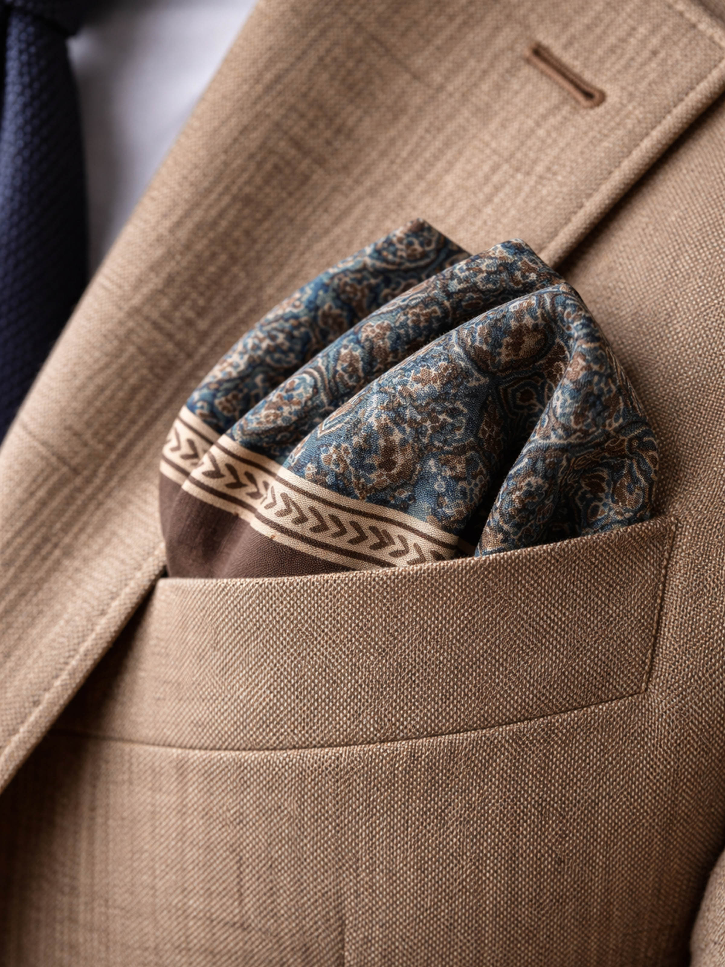 Assorted Silk Ajrakh Block Printed Pocket Squares Gift Set (3Pcs)
