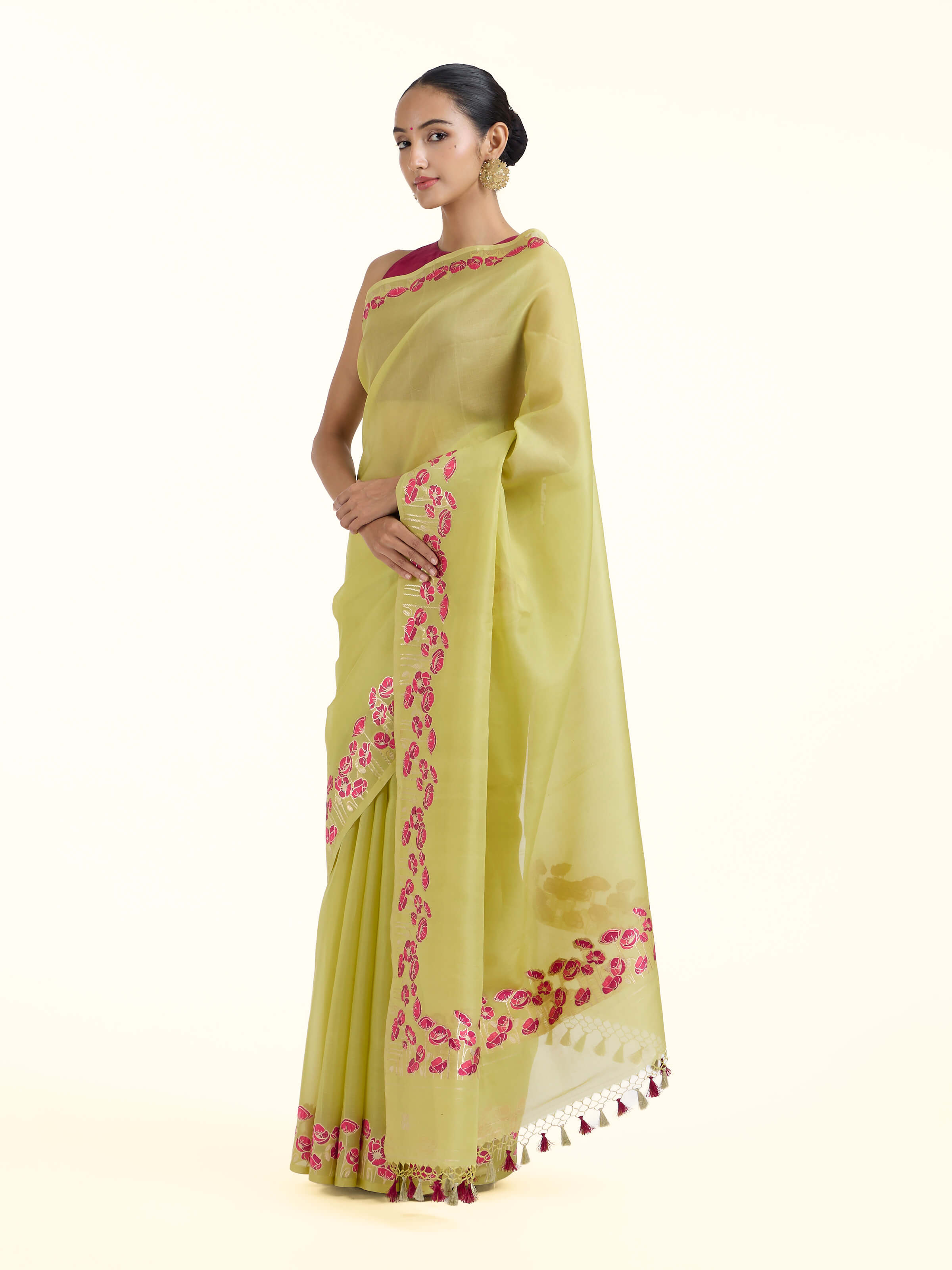 Green Banarasi Organza Silk Saree