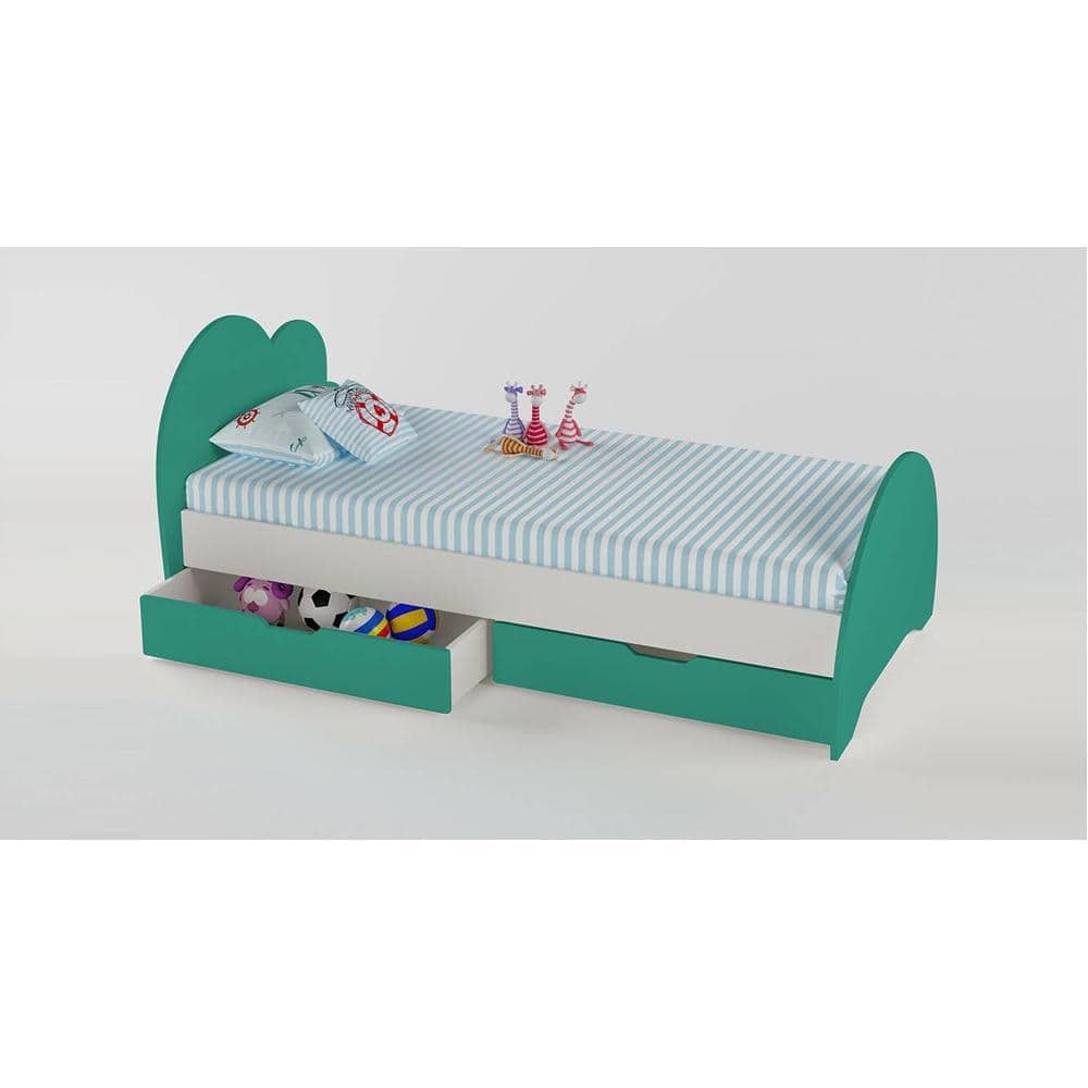 Cloud Tails Engineered Wood Drawer Storage Bed in Caribe Colour