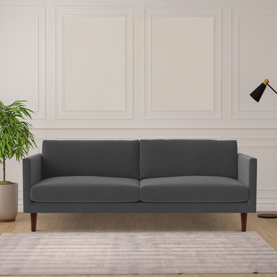 Tharoli Velvet 3 Seater Sofa in Grey Colour - Home Lifestylez