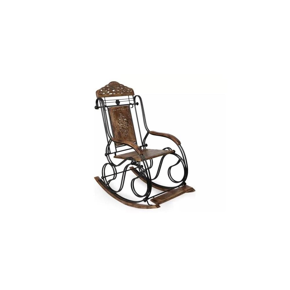 Raynesha Solid Wood Rocking Chair in Brown Colour