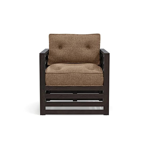 Raymond 1 Seater Wooden Sofa in American Walnut Finish & Safari Brown Colour